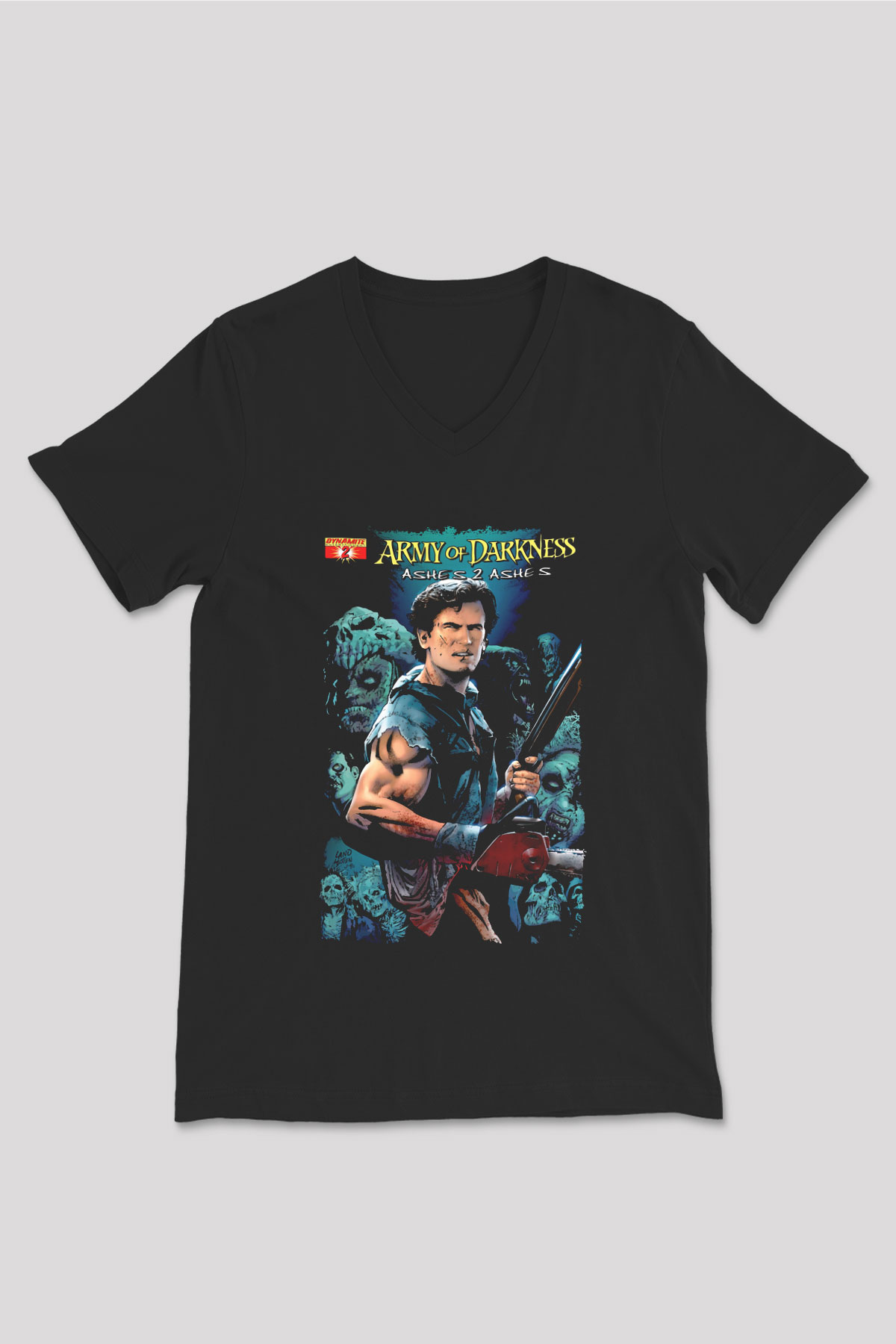 Army of Darkness Siyah Unisex  V Yaka Tişört