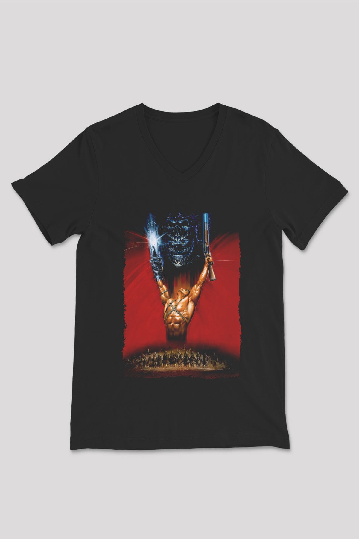 Army of Darkness Siyah Unisex  V Yaka Tişört