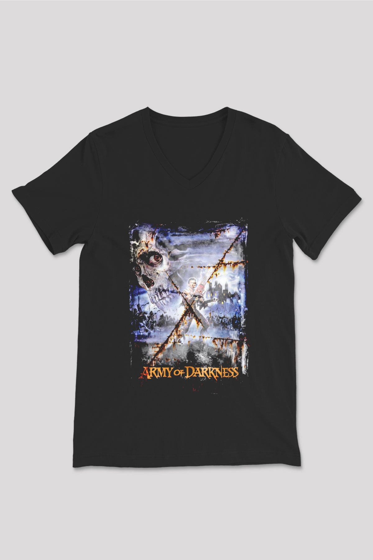 Army of Darkness Siyah Unisex  V Yaka Tişört