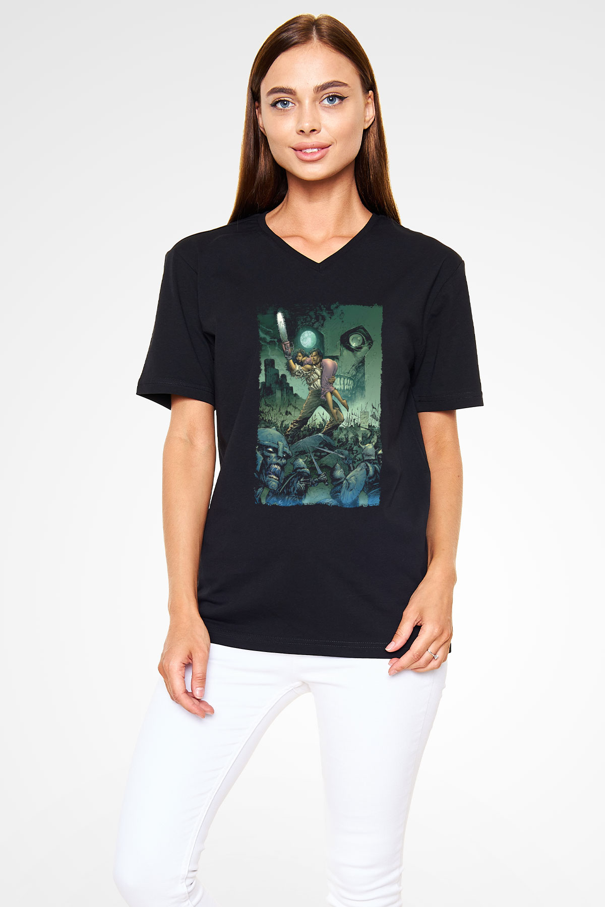 Army of Darkness Siyah Unisex  V Yaka Tişört