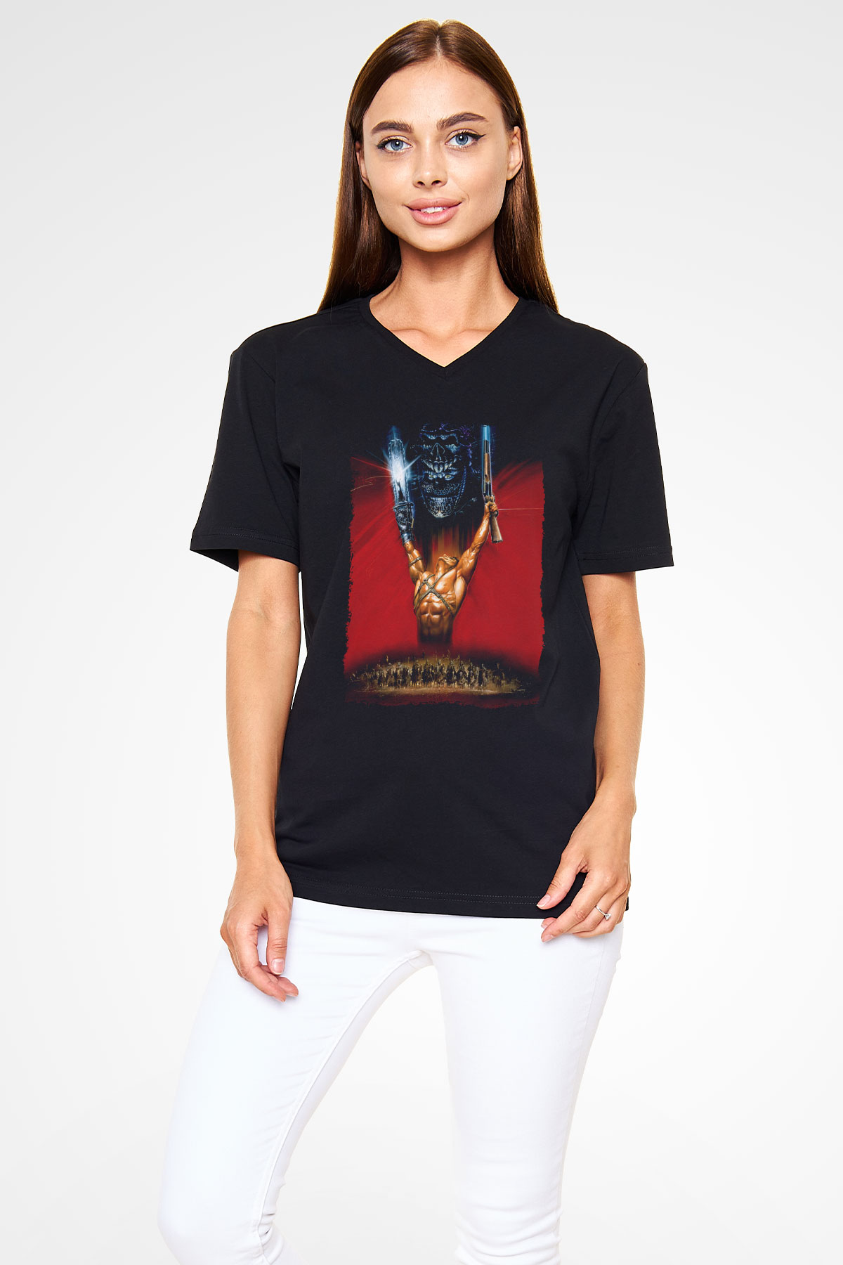 Army of Darkness Siyah Unisex  V Yaka Tişört
