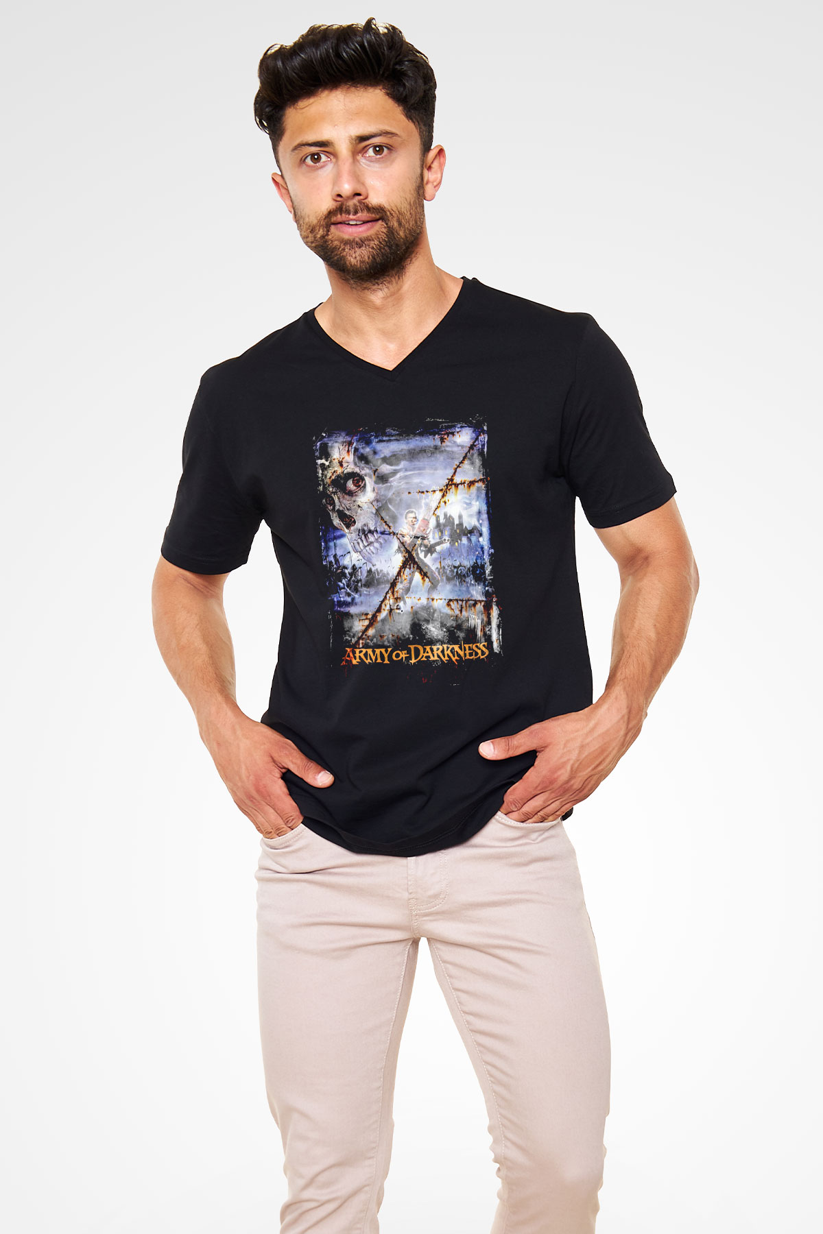 Army of Darkness Siyah Unisex  V Yaka Tişört