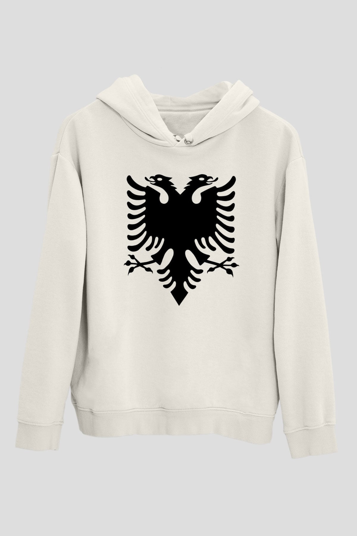 Arnavutluk Beyaz Unisex Kapşonlu Sweatshirt