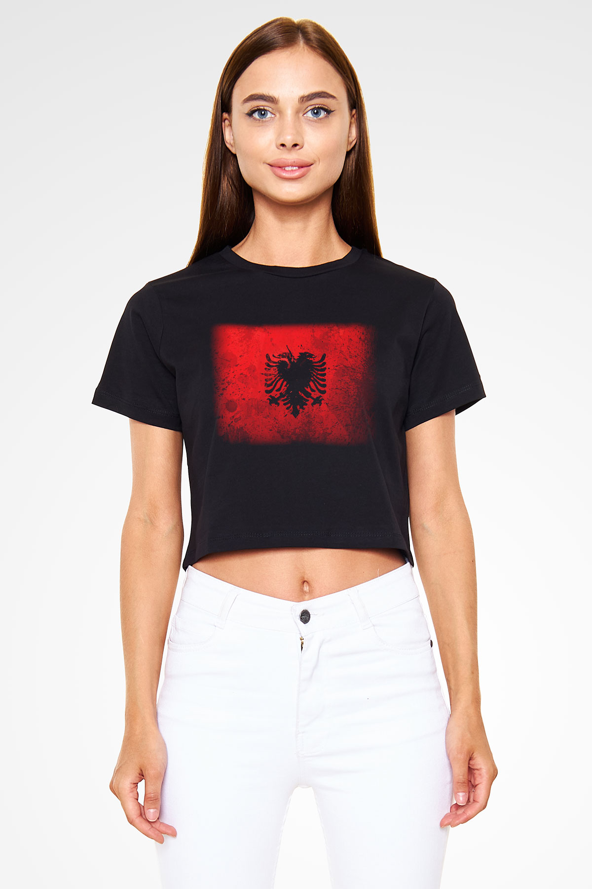 Arnavutluk Siyah Crop Top Tişört