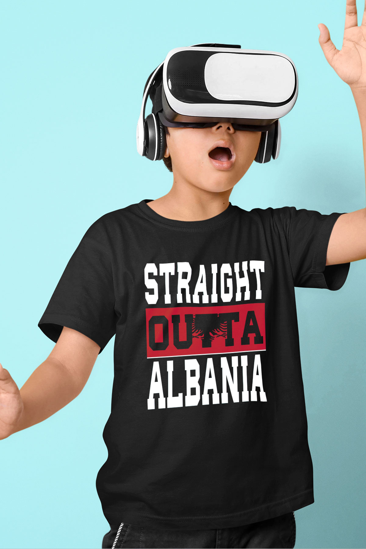 Arnavutluk Siyah Unisex Çocuk Tişört