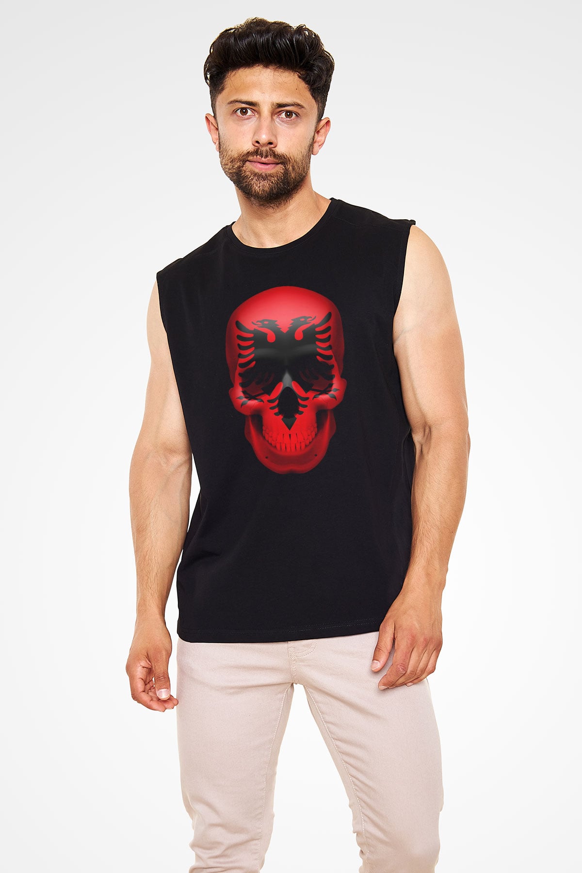 Arnavutluk Siyah Unisex Kolsuz Tişört