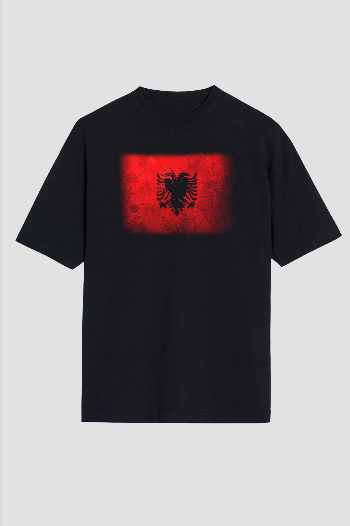 Arnavutluk Siyah Unisex Oversize Tişört T-Shirt
