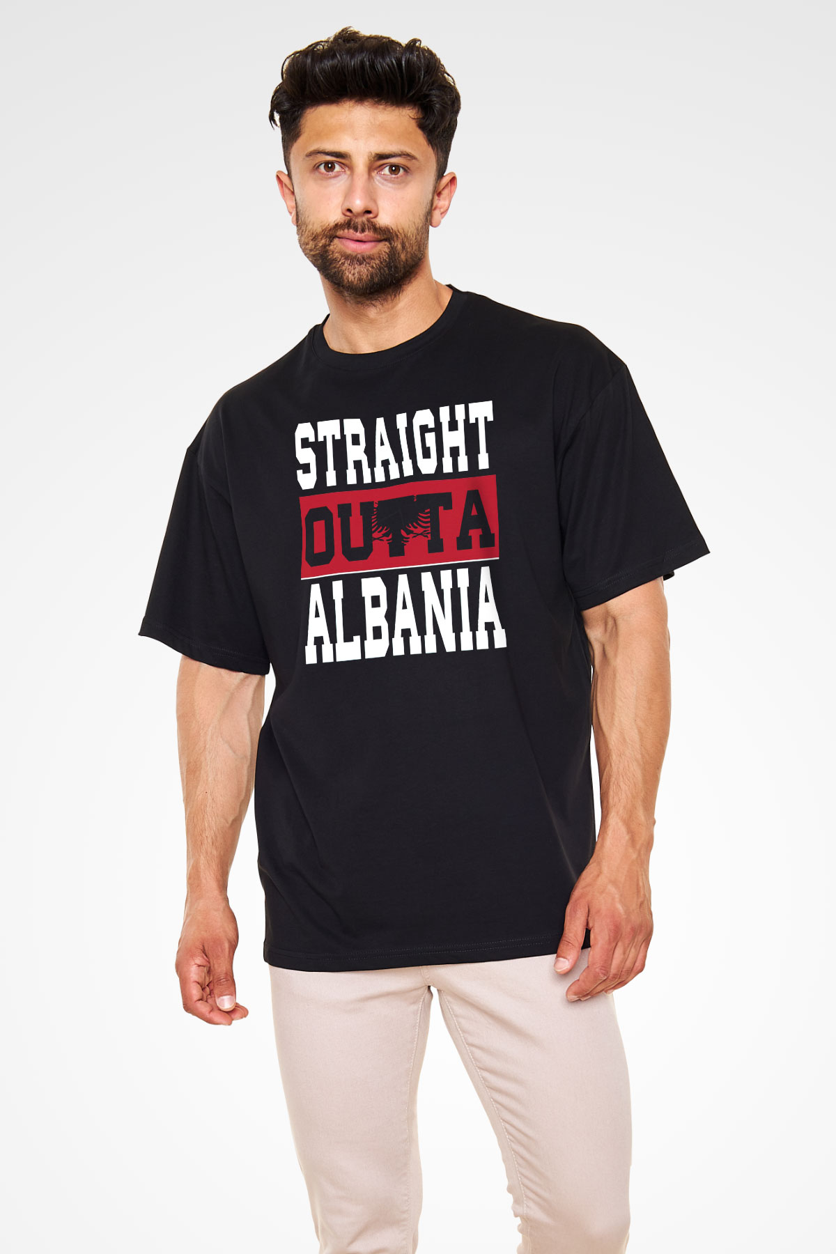 Arnavutluk Siyah Oversize Tişört Oversize T-shirt - TişörtFabrikası