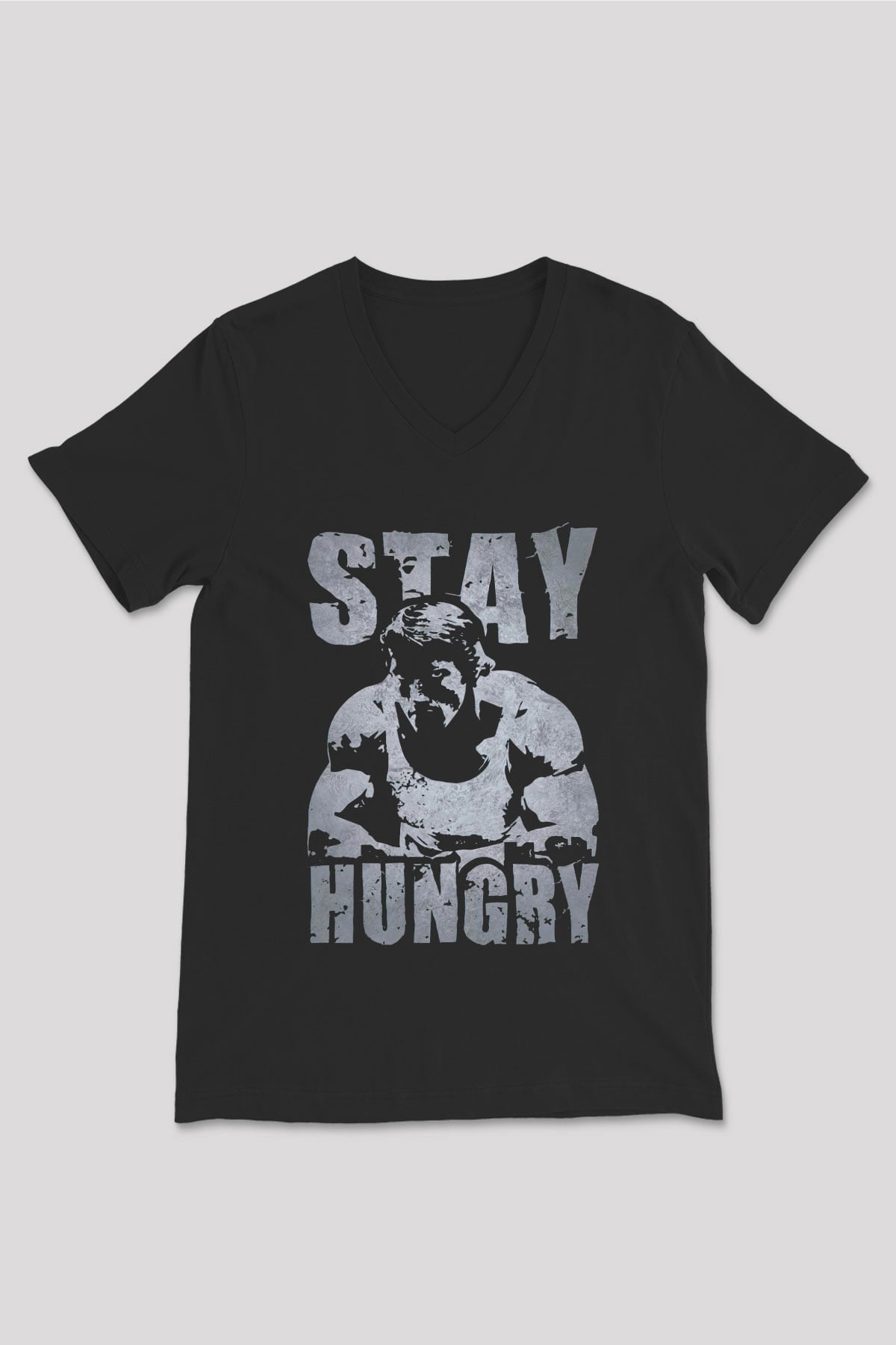 Arnold Baskılı Unisex Siyah  V Yaka Tişört