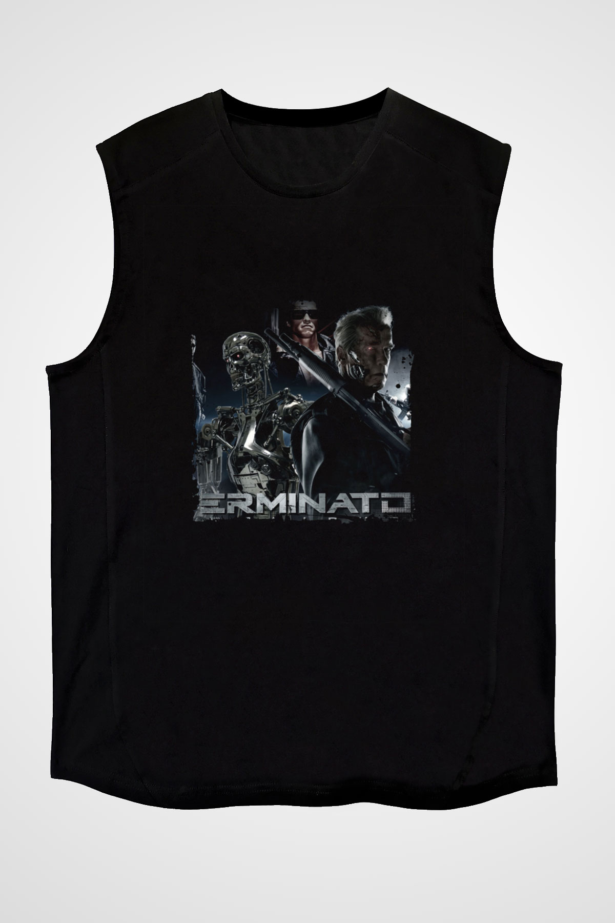 Arnold Schwarzenegger Baskılı Unisex Siyah Kolsuz Tişört