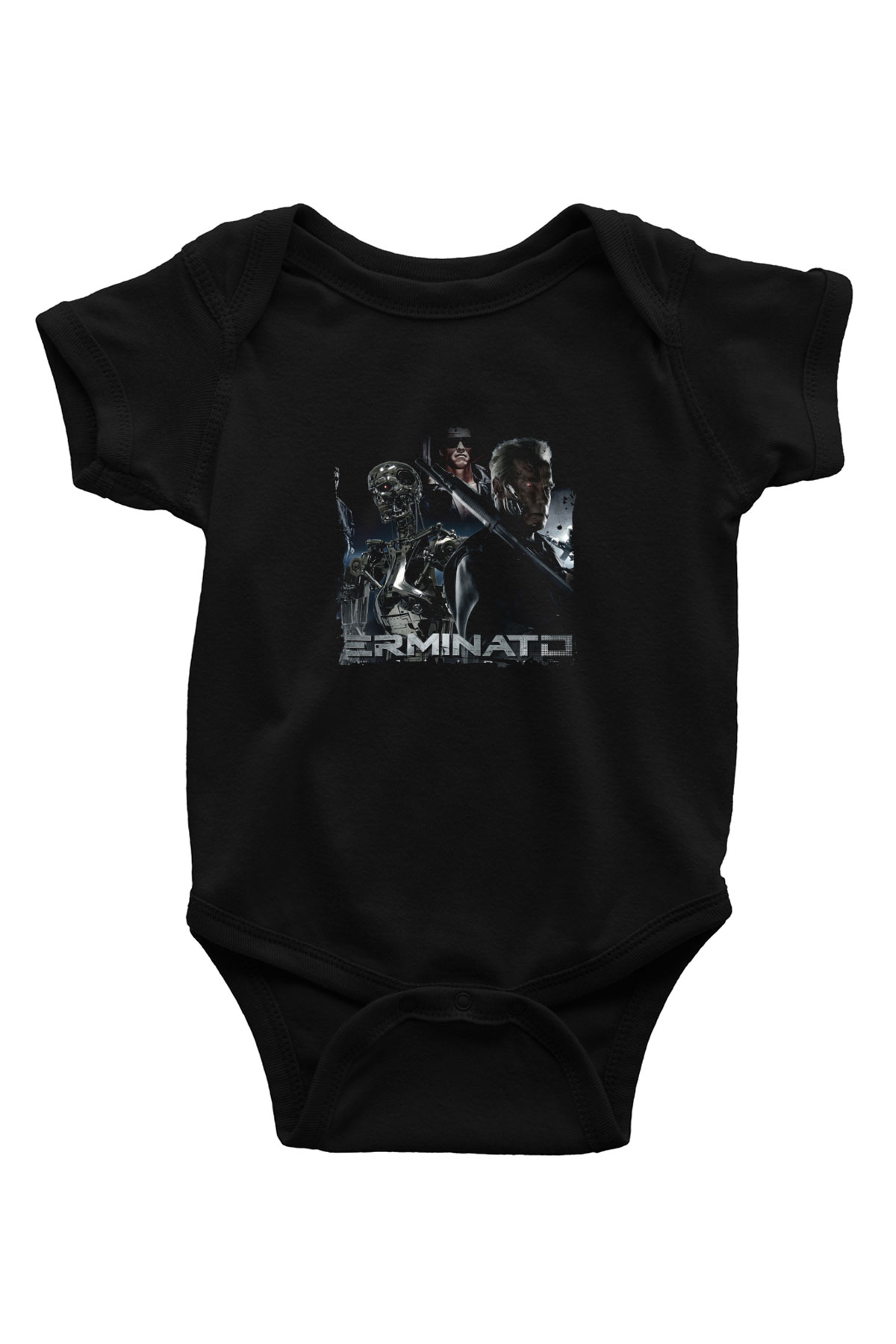 Arnold Schwarzenegger Baskılı Unisex Siyah Bebek Body - Zıbın