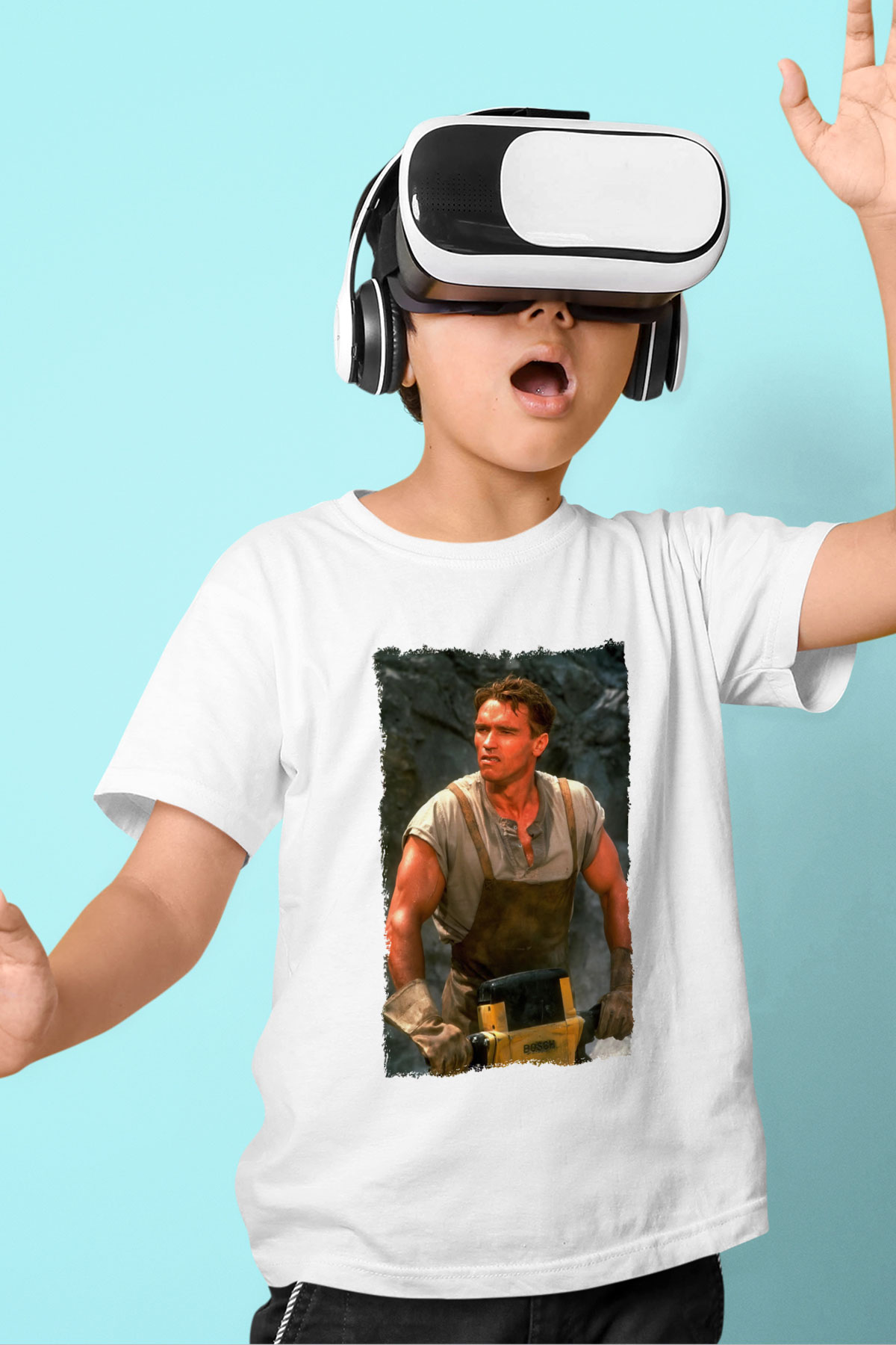 Arnold Schwarzenegger Beyaz Unisex Çocuk Tişört