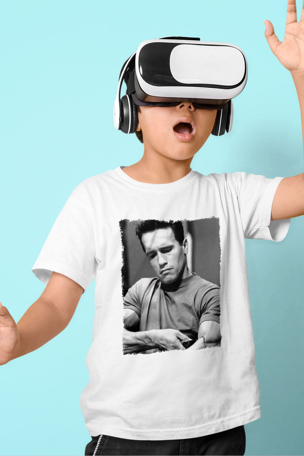 Arnold Schwarzenegger Beyaz Unisex Çocuk Tişört