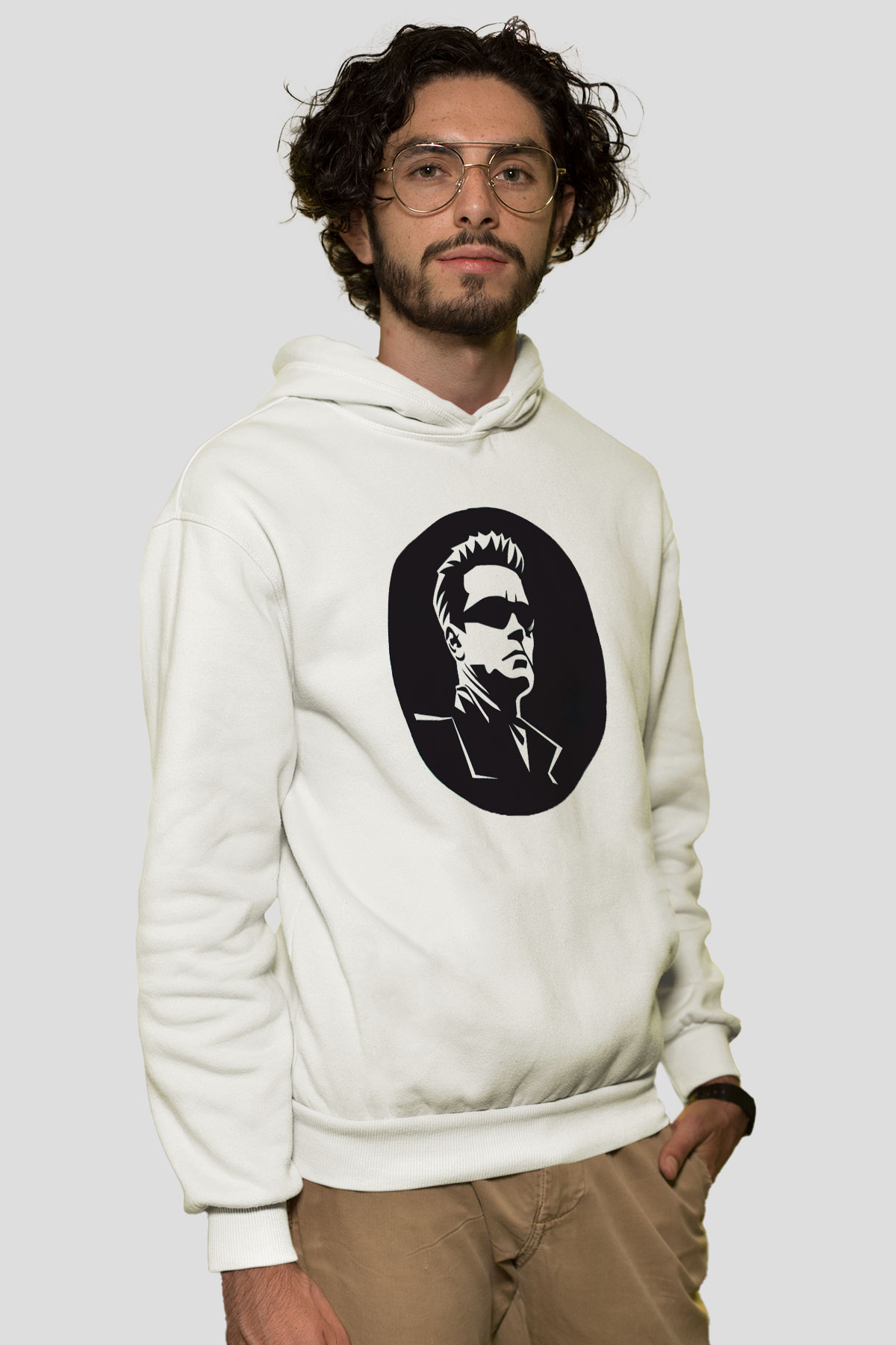 Arnold Schwarzenegger Beyaz Unisex Kapüşonlu Sweatshirt