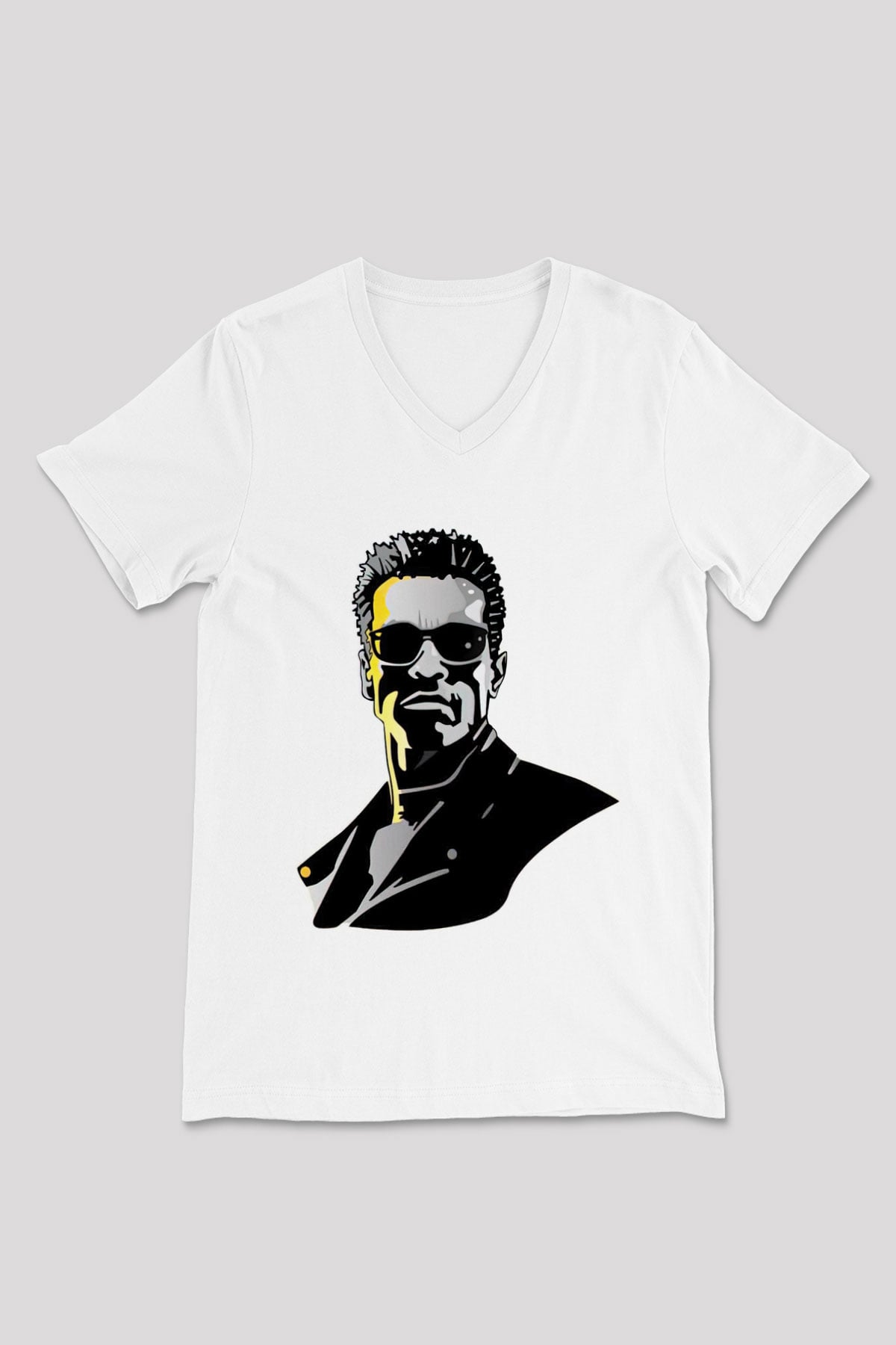 Arnold Schwarzenegger Beyaz Unisex V Yaka Tişört