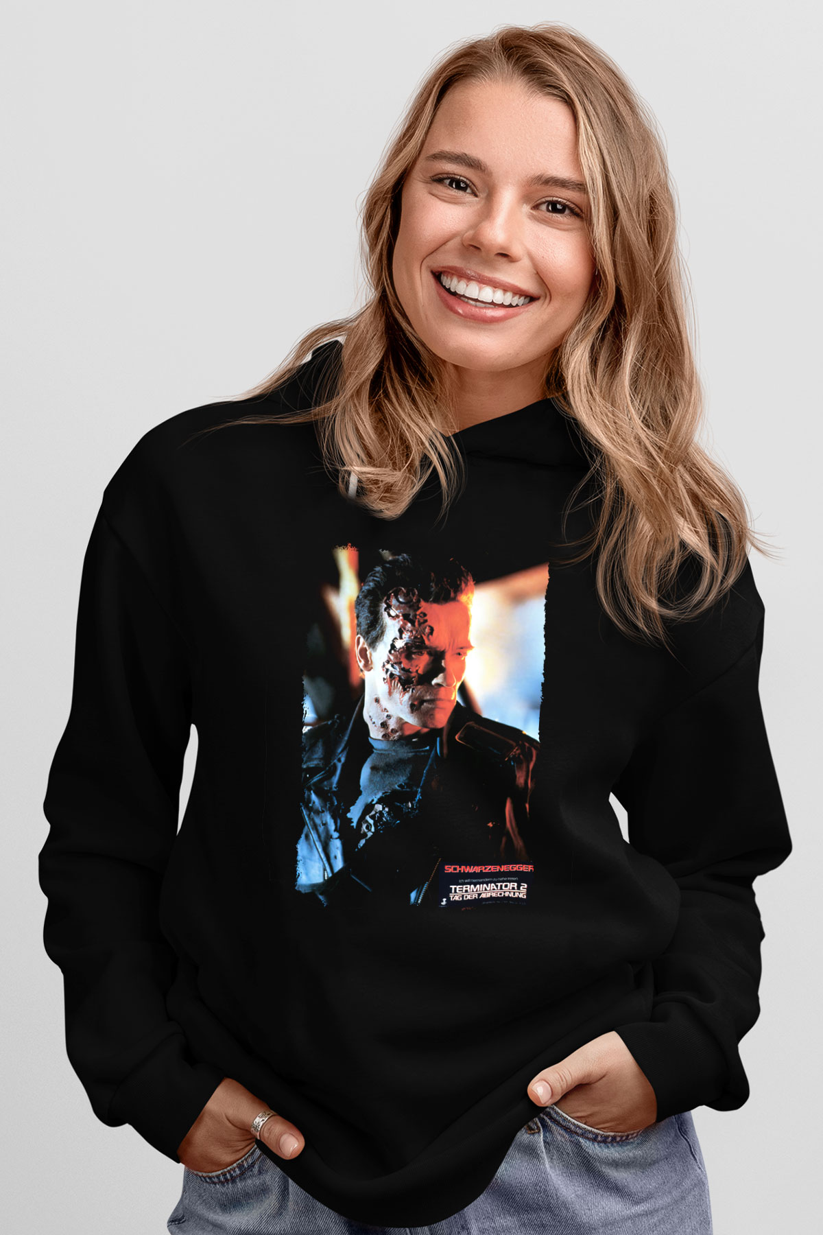 Arnold Schwarzenegger Siyah Unisex Kapüşonlu Sweatshirt