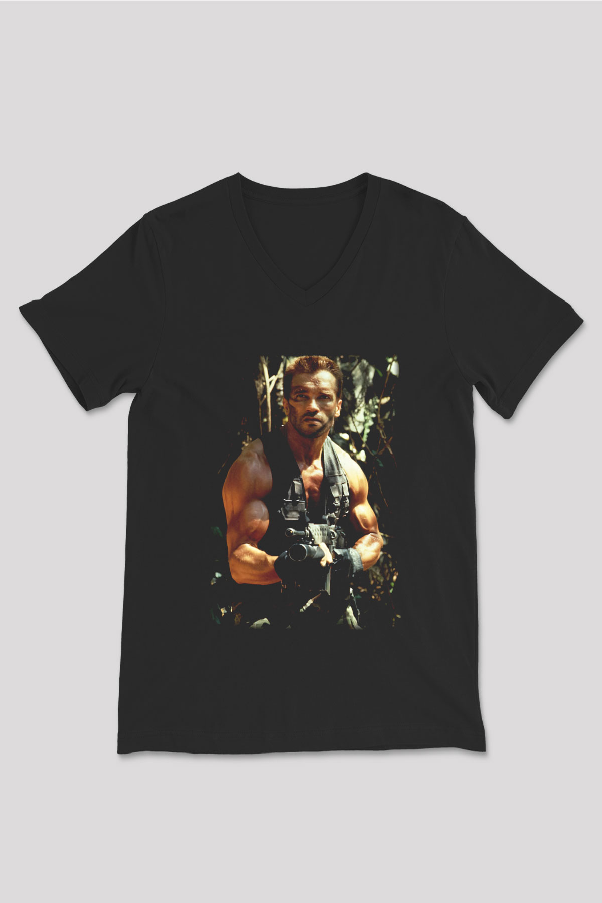 Arnold Schwarzenegger Siyah Unisex V Yaka Tişört T-Shirt