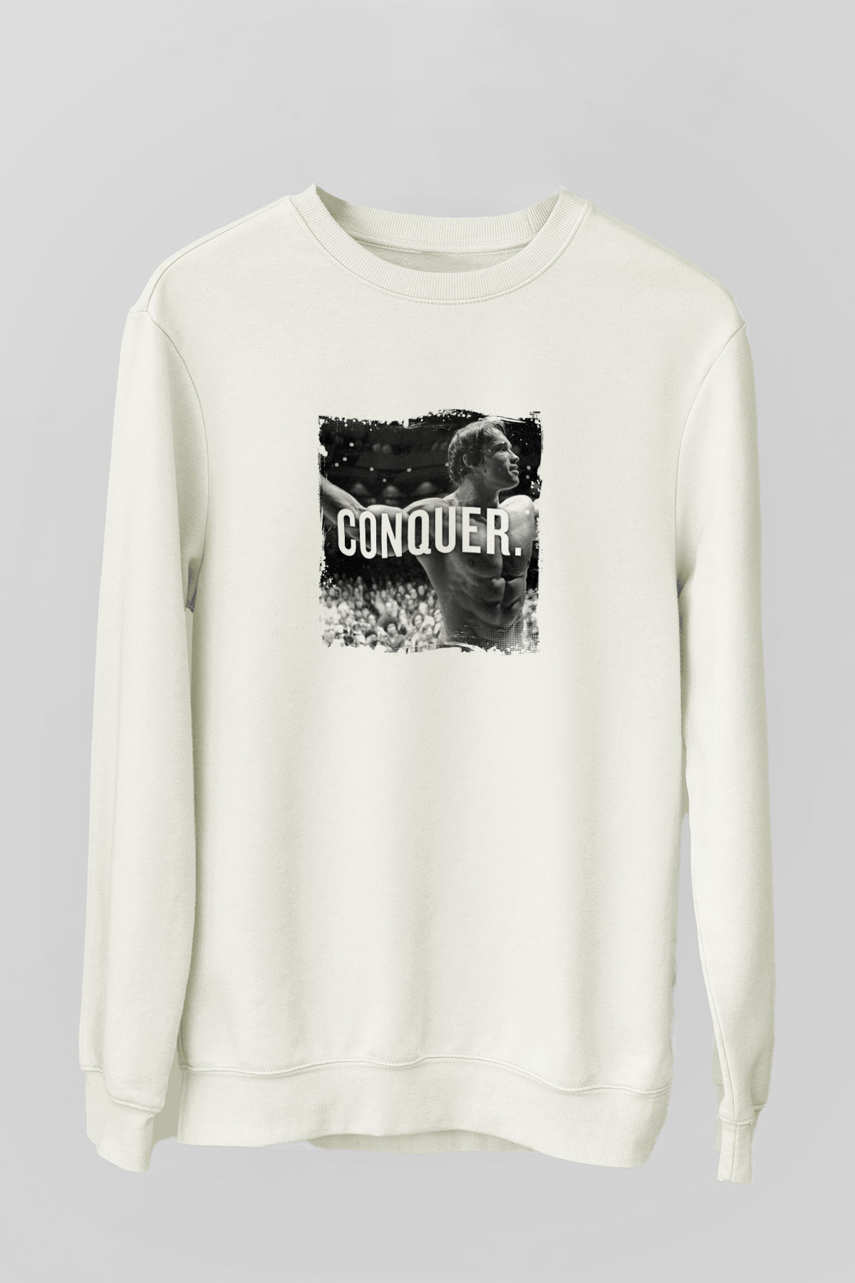 Arnold Schwarzenegger Unisex Baskılı Beyaz Sweatshirt