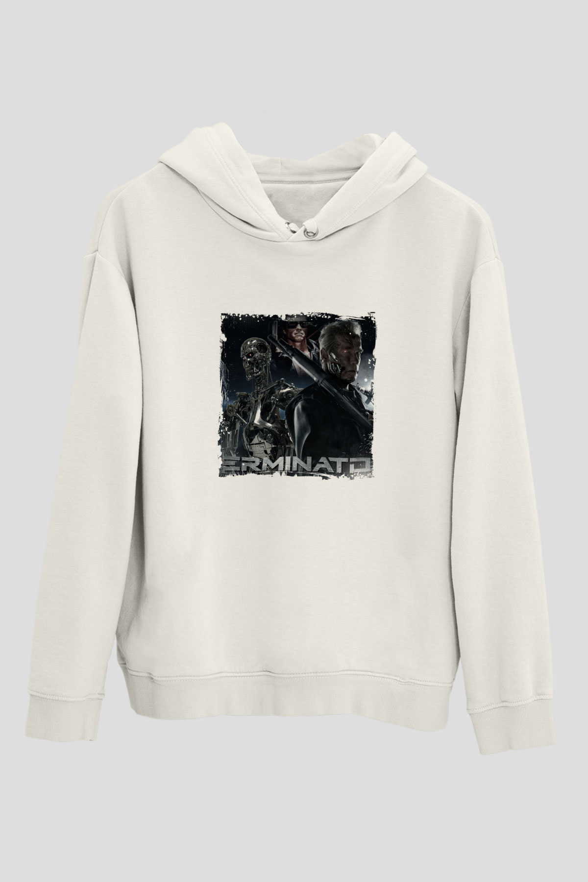 Arnold Schwarzenegger Unisex Baskılı Beyaz Kapüşonlu Sweatshirt