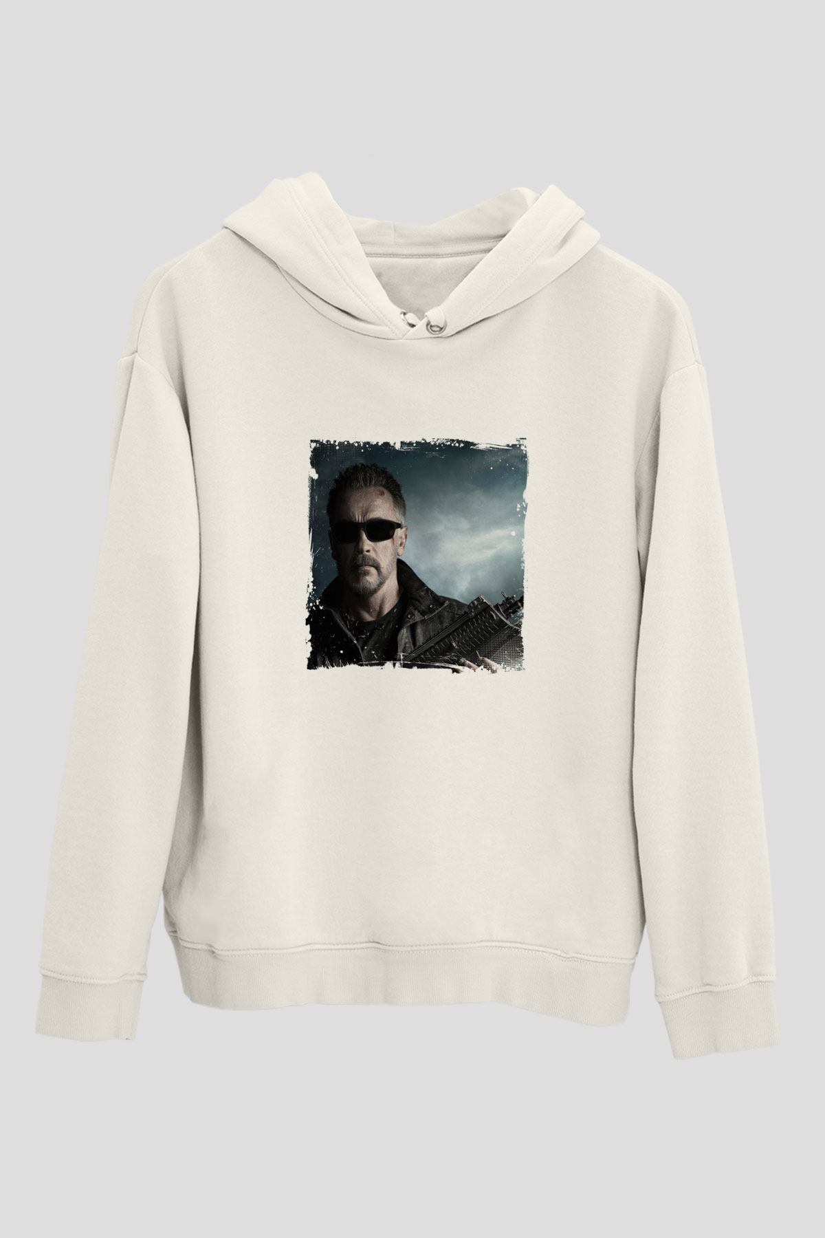 Arnold Schwarzenegger Unisex Baskılı Beyaz Kapüşonlu Sweatshirt