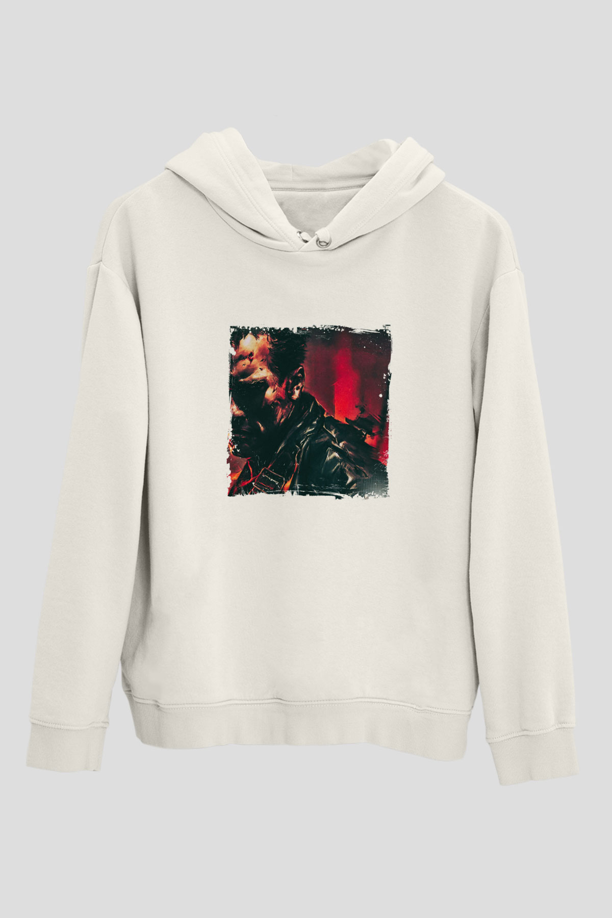 Arnold Schwarzenegger Unisex Baskılı Beyaz Kapüşonlu Sweatshirt