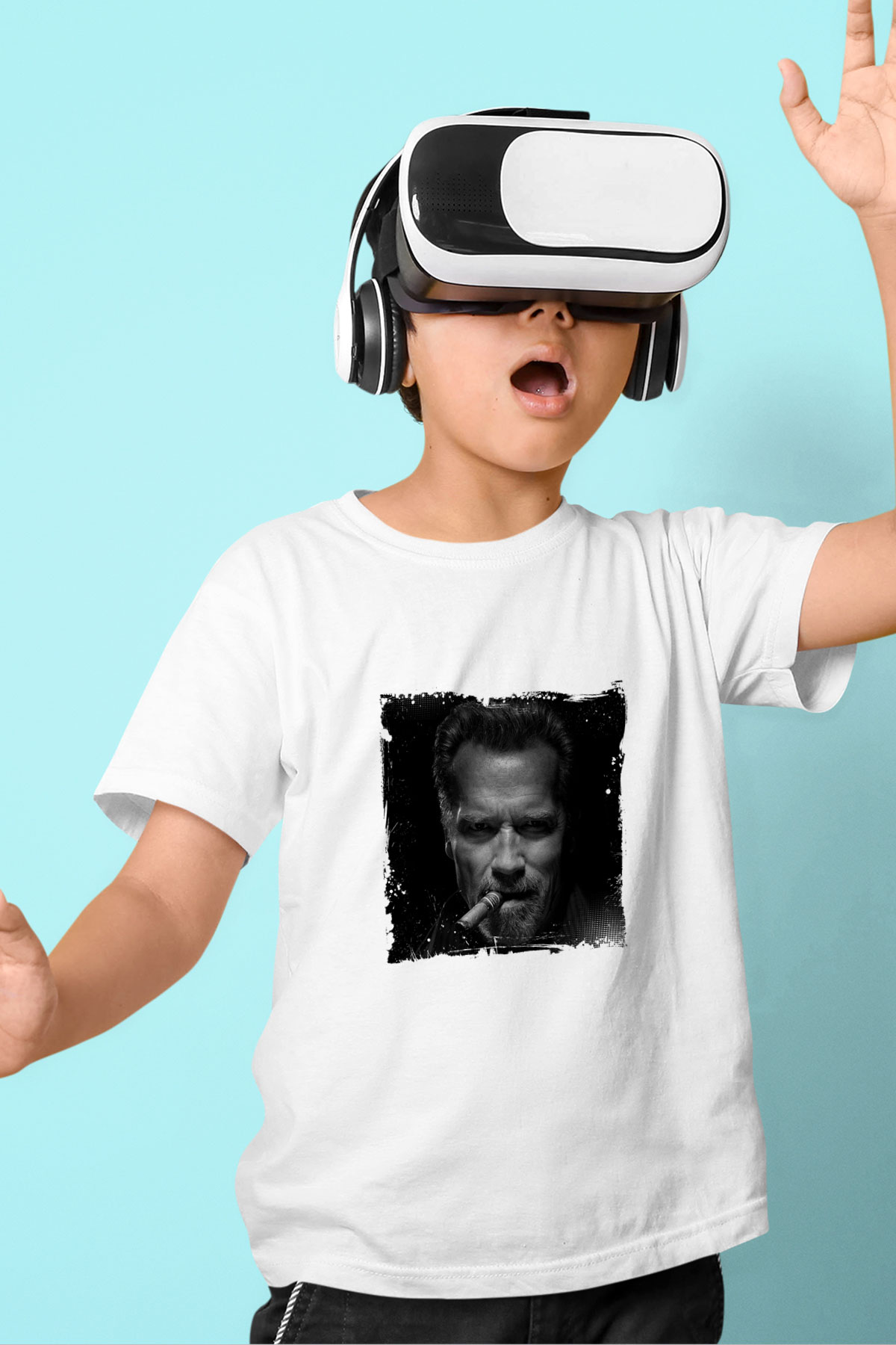 Arnold Schwarzenegger Unisex Baskılı Beyaz Çocuk Tişört