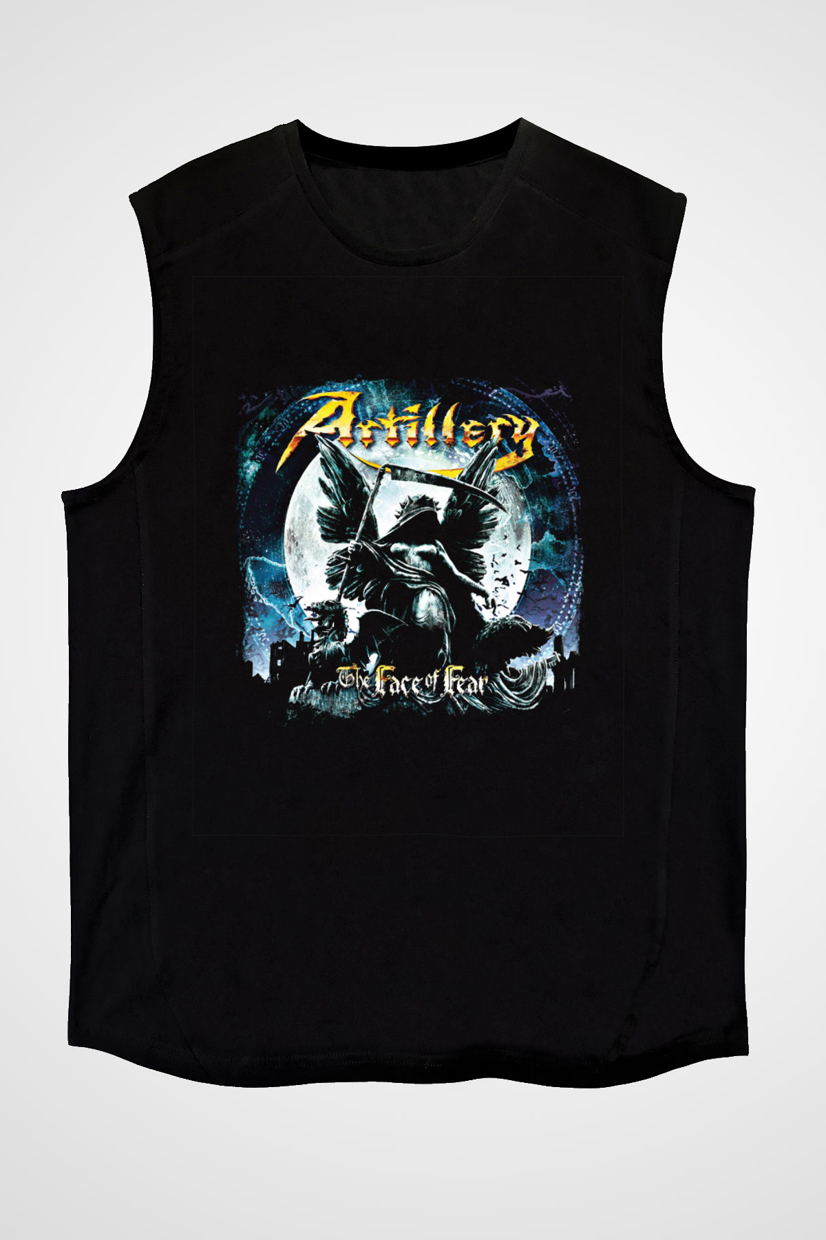 Artillery Baskılı Unisex Siyah Kolsuz Tişört