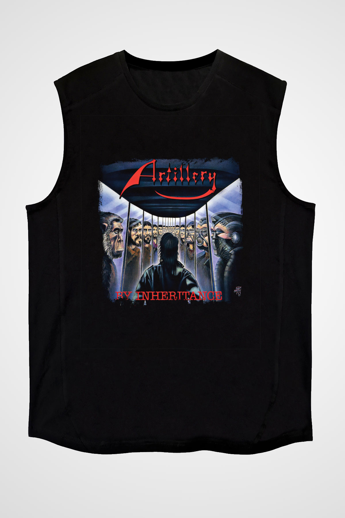 Artillery Baskılı Unisex Siyah Kolsuz Tişört