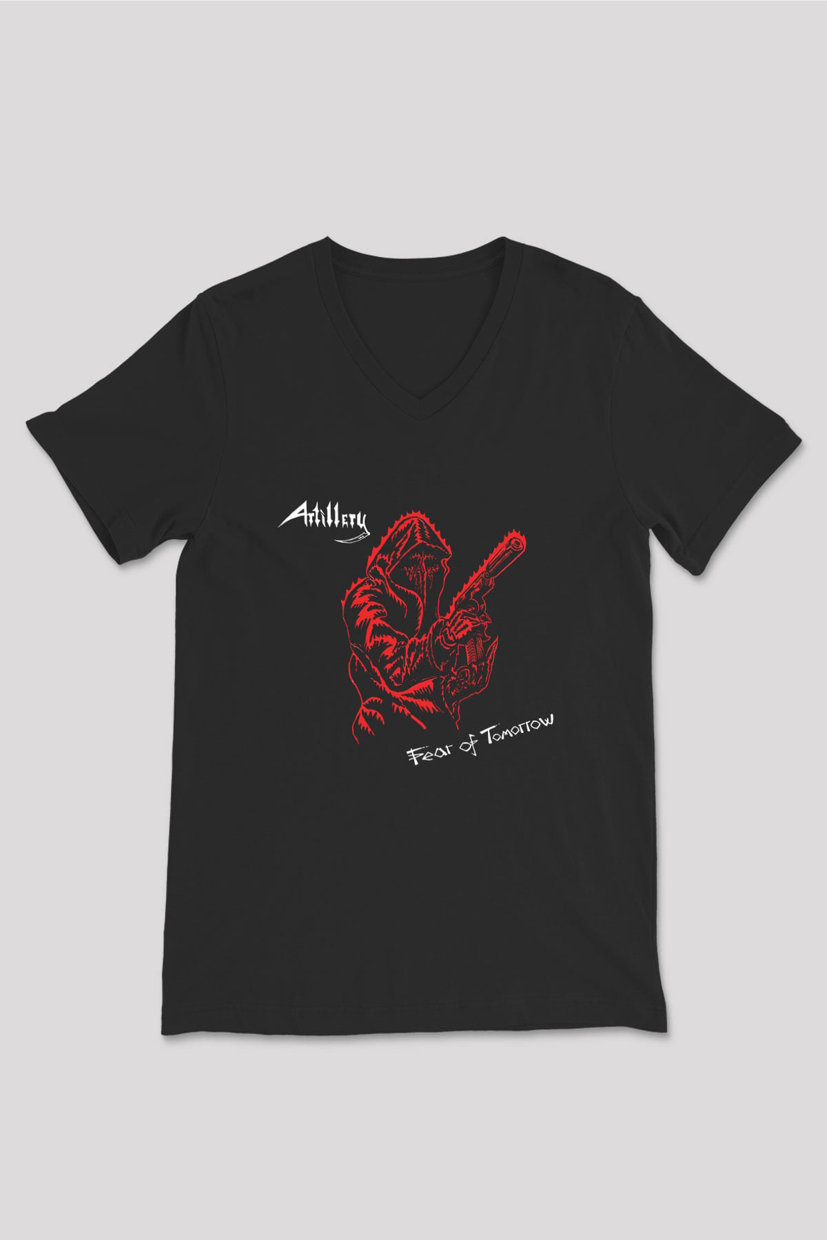 Artillery Baskılı Unisex Siyah V Yaka Tişört