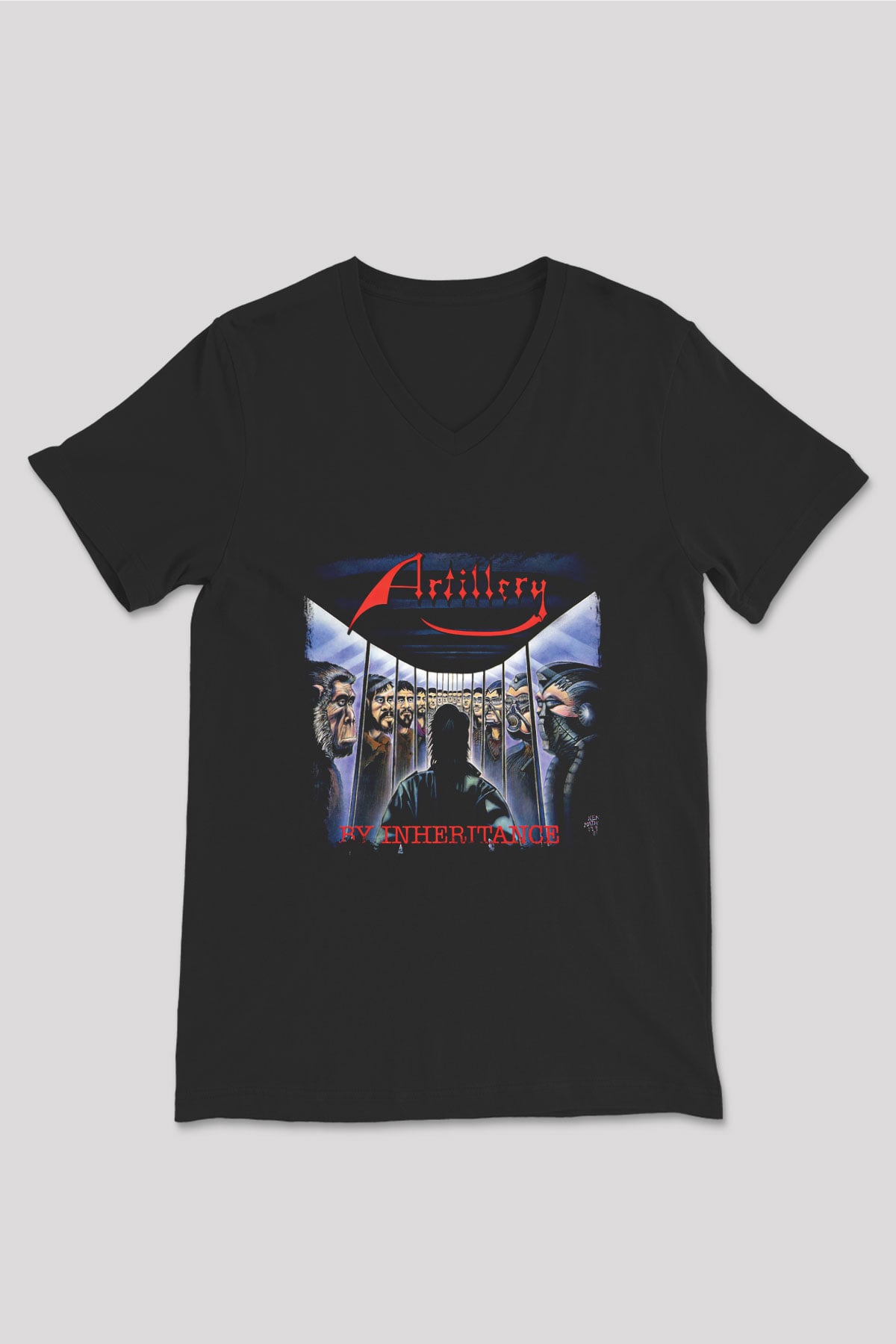 Artillery Baskılı Unisex Siyah V Yaka Tişört