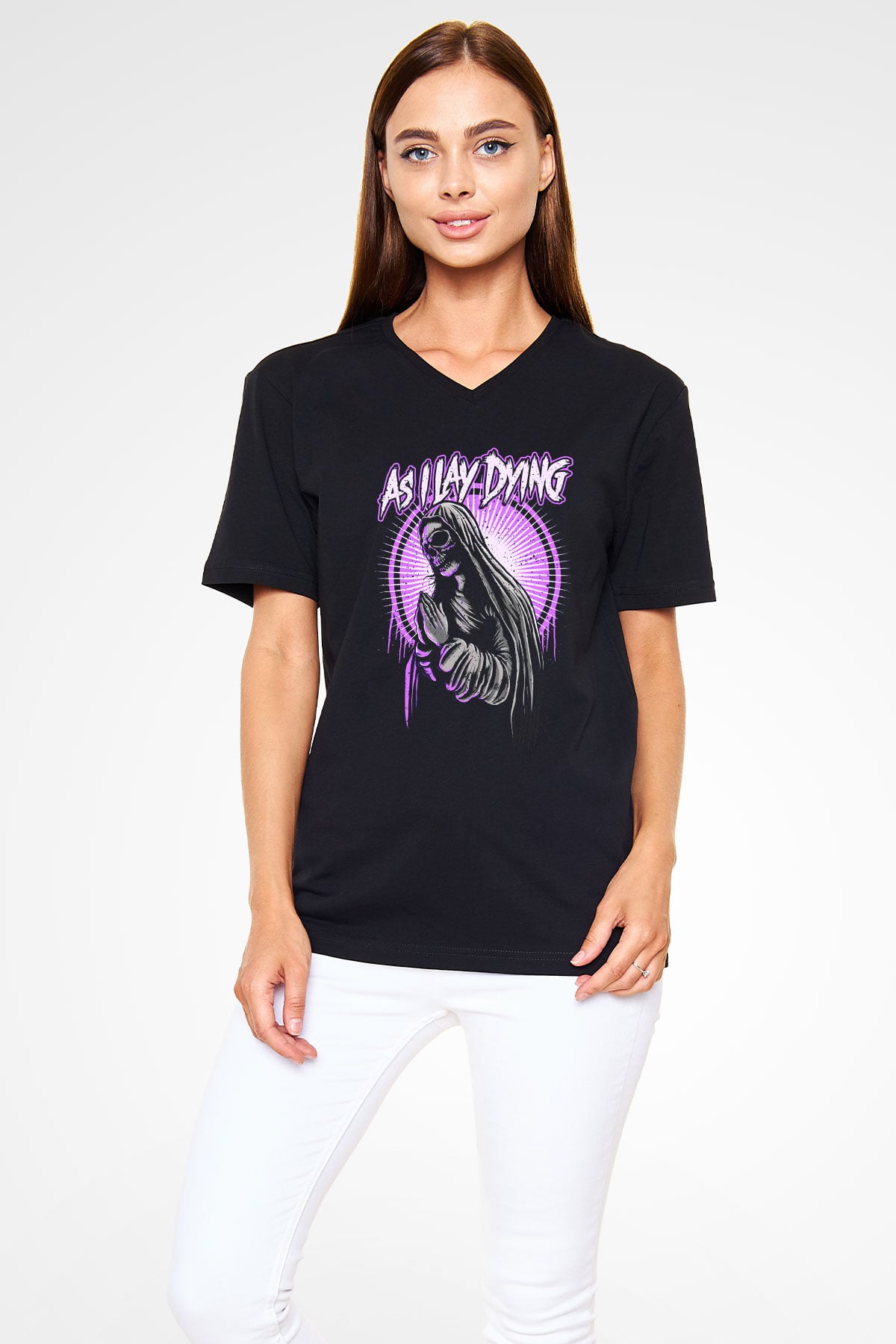 As I Lay Dying Siyah Unisex V Yaka Tişört T-Shirt