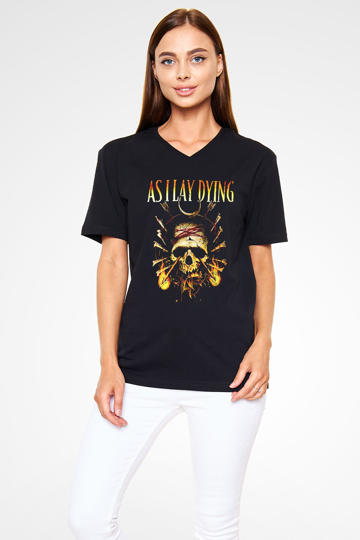 As I Lay Dying Siyah Unisex V Yaka Tişört
