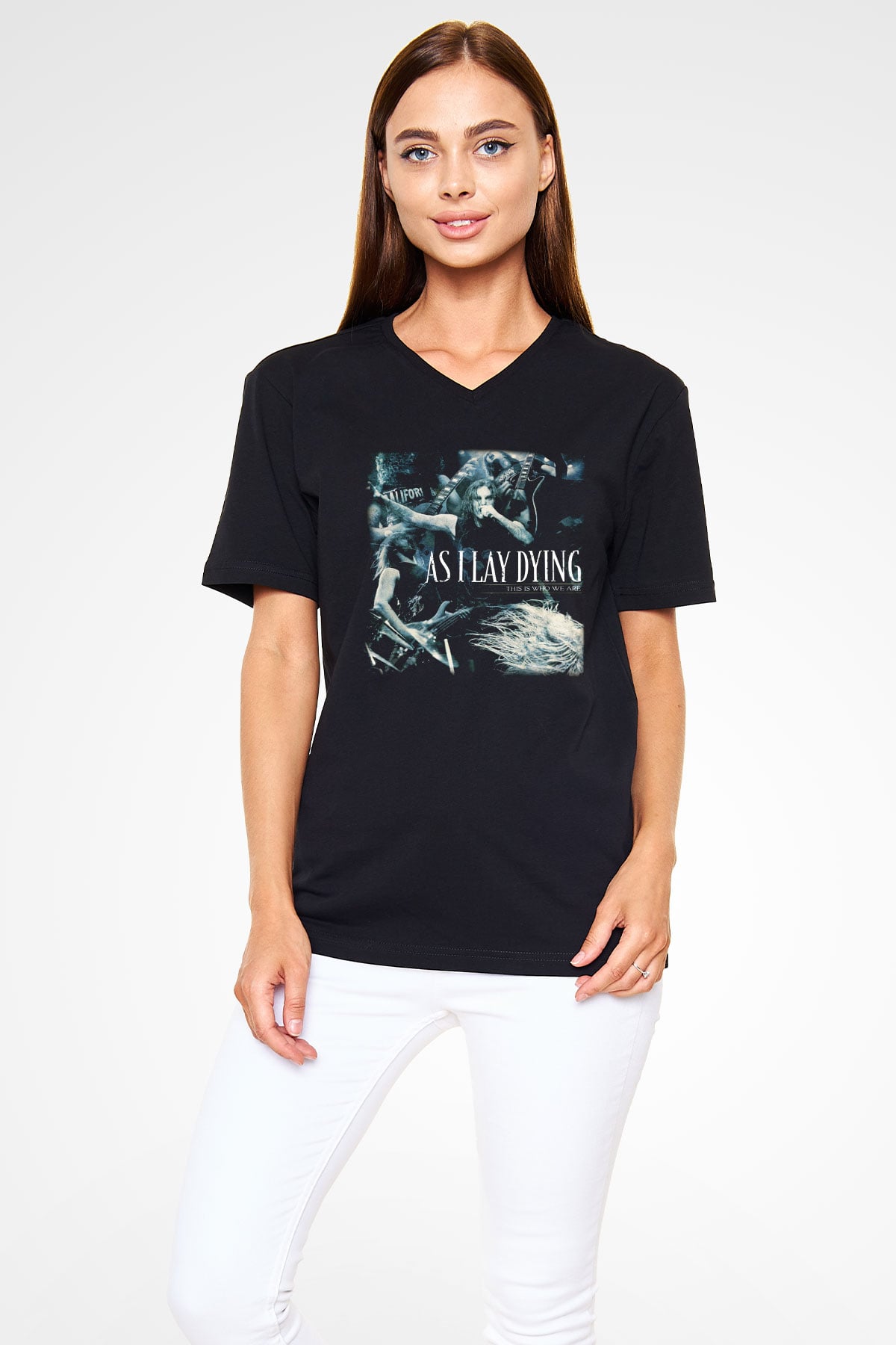 As I Lay Dying Siyah Unisex V Yaka Tişört T-Shirt