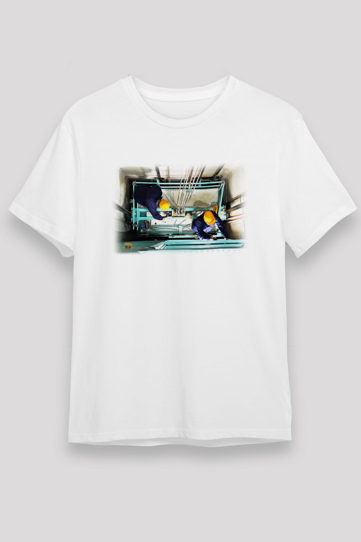 Asansörcü Beyaz Unisex Tişört T-Shirt - TişörtFabrikası
