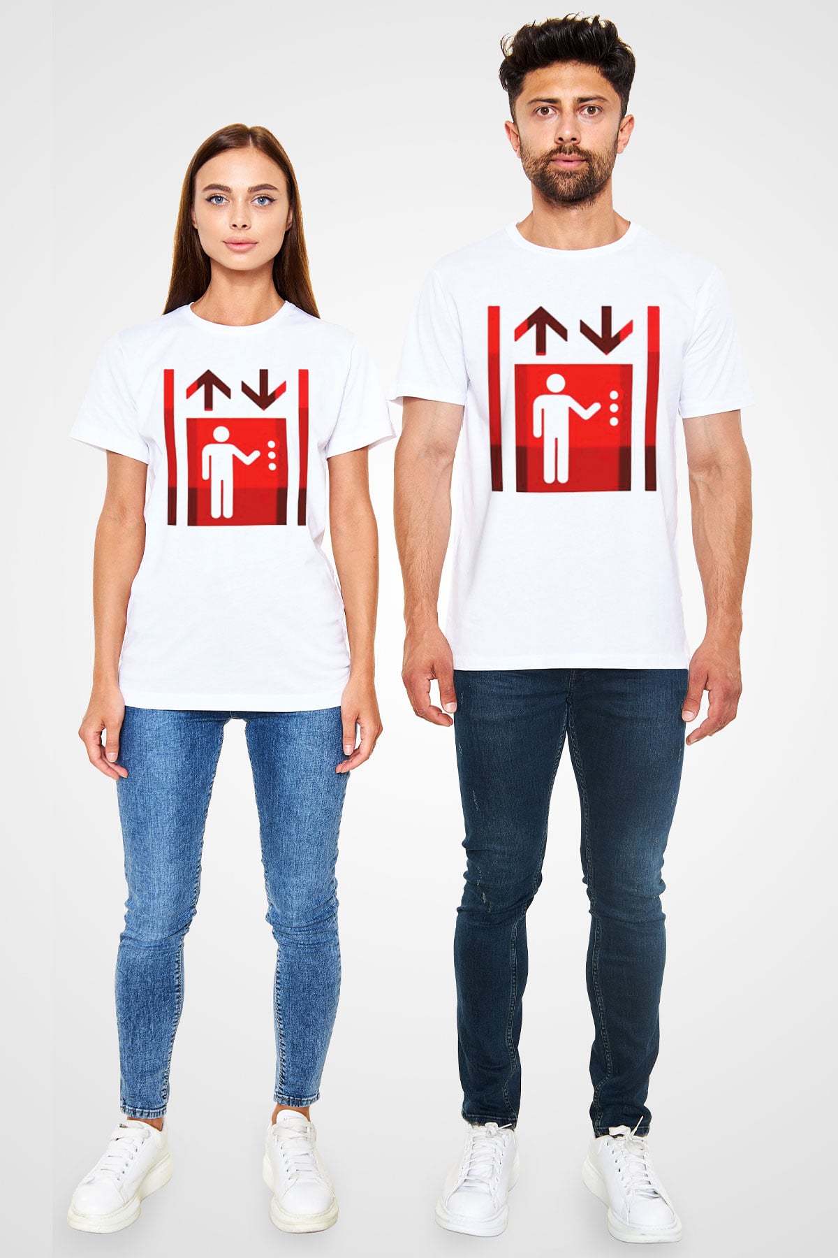Asansörcü Beyaz Unisex Tişört T-Shirt - TişörtFabrikası