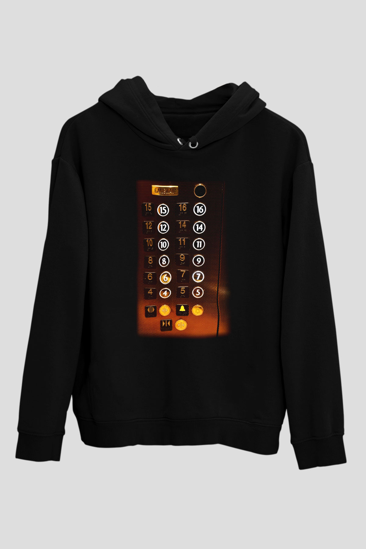 Asansörcü Siyah Unisex Kapşonlu Sweatshirt
