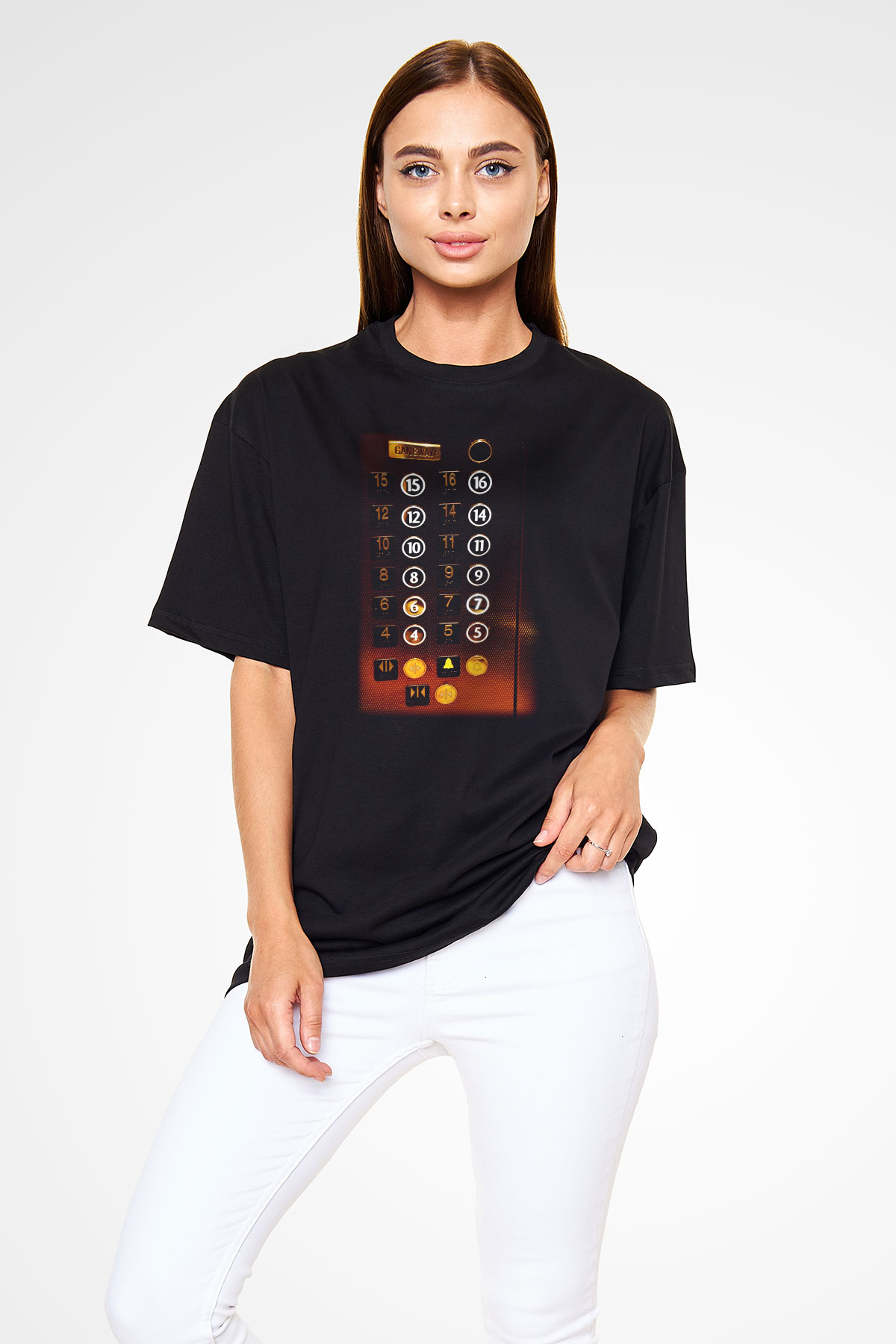 Asansörcü Siyah Unisex Oversize Tişört T-Shirt