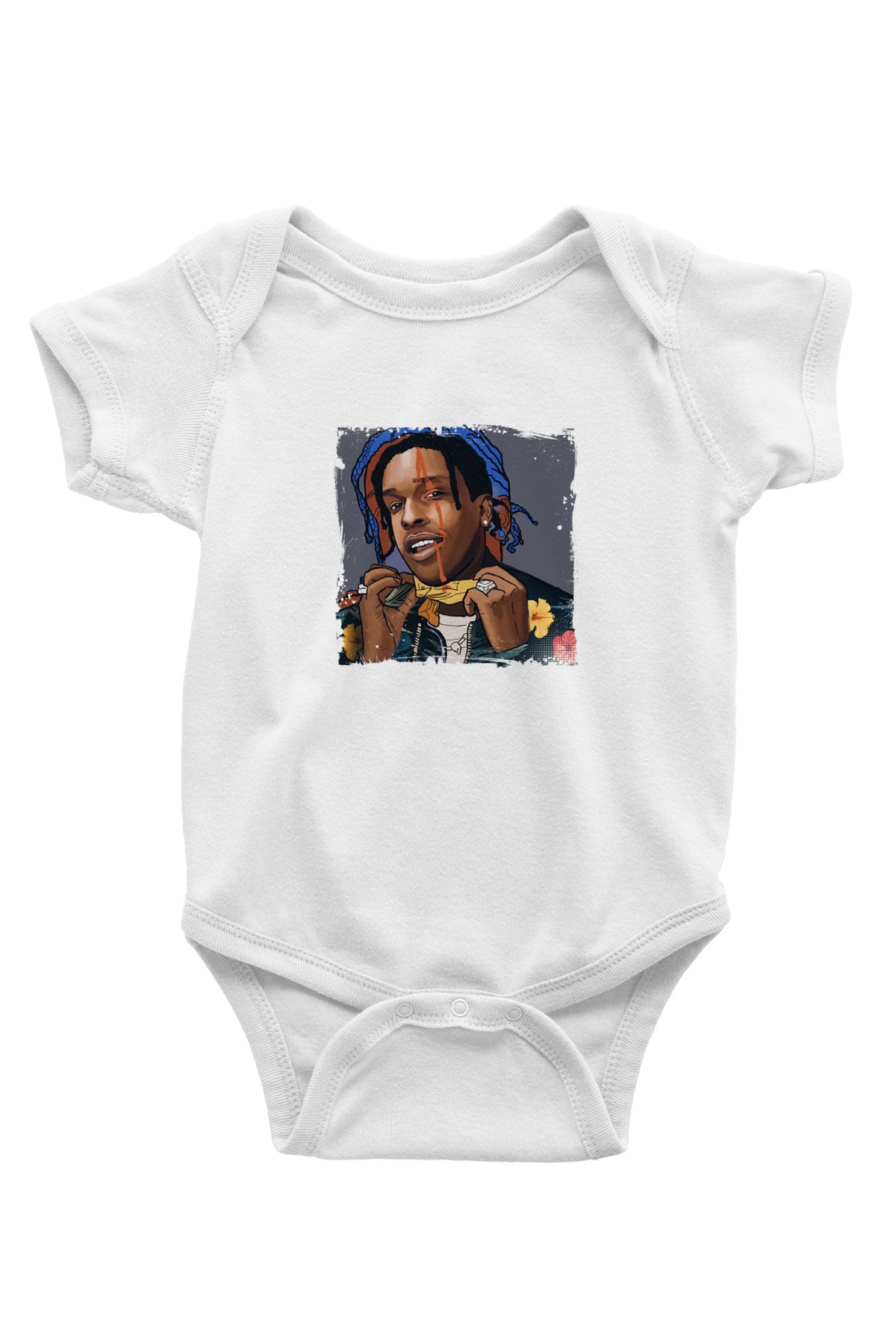 ASAP Mob Baskılı Unisex Beyaz Bebek Body - Zıbın