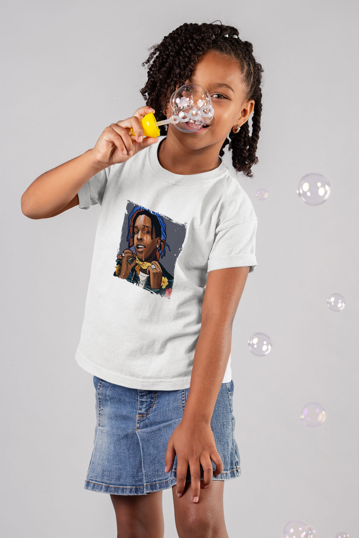 ASAP Mob Baskılı Unisex Beyaz Çocuk Tişört