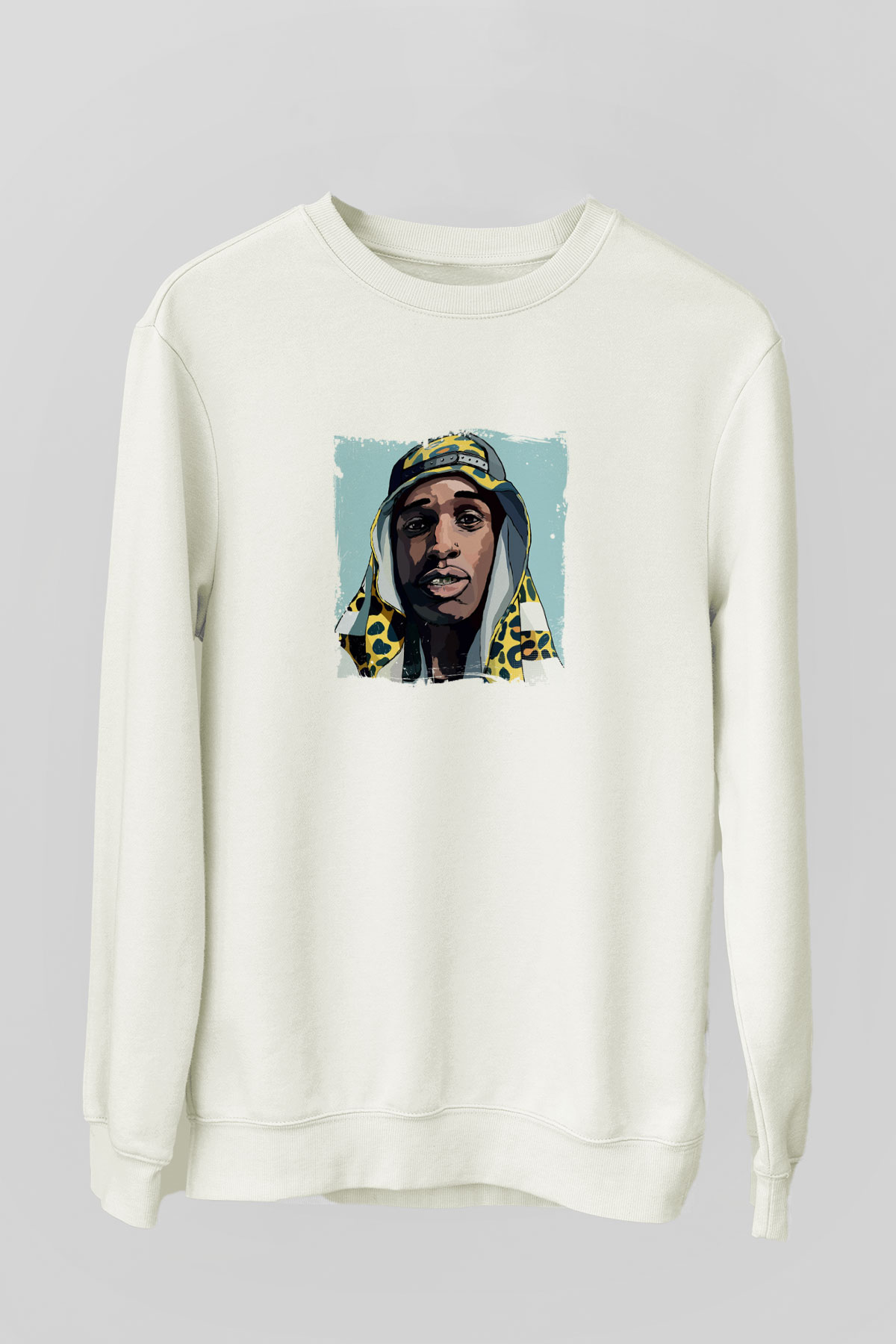 ASAP Mob Baskılı Unisex Beyaz Sweatshirt