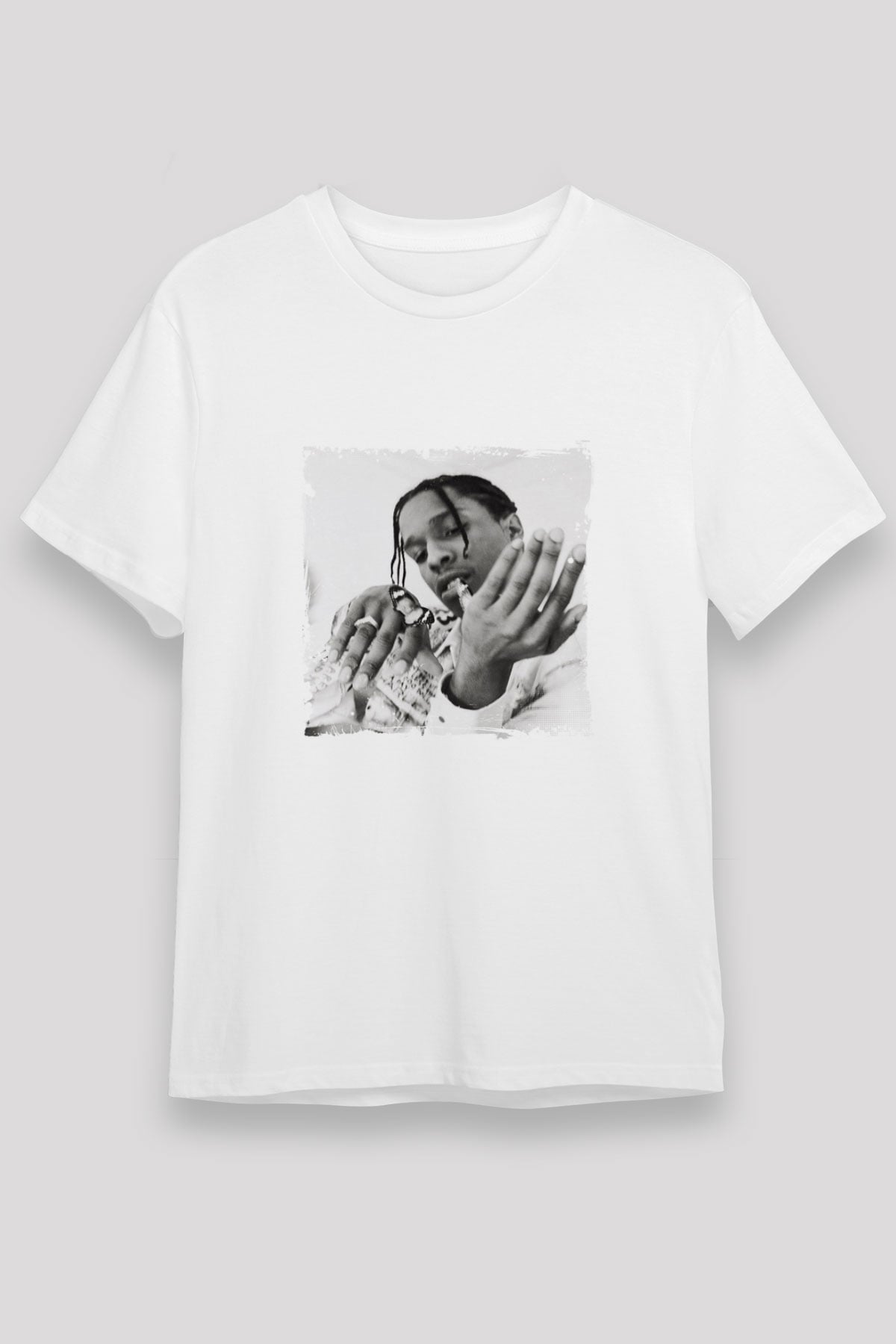 ASAP Mob Baskılı Unisex Beyaz Tişört