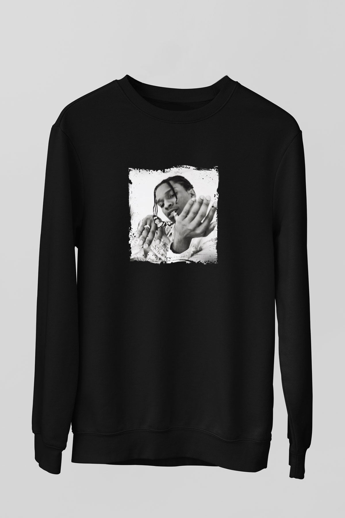 ASAP Mob Baskılı Unisex Siyah Sweatshirt