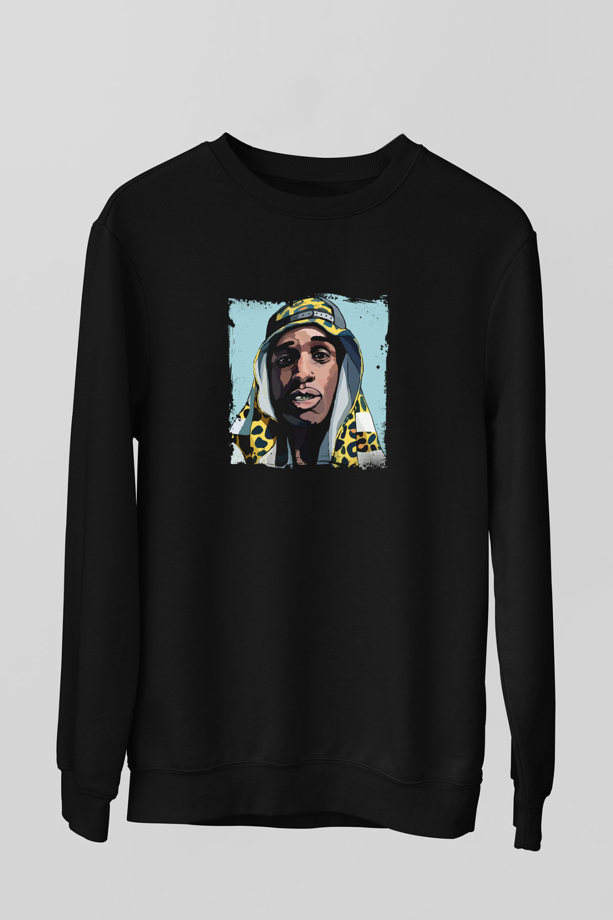 ASAP Mob Baskılı Unisex Siyah Sweatshirt