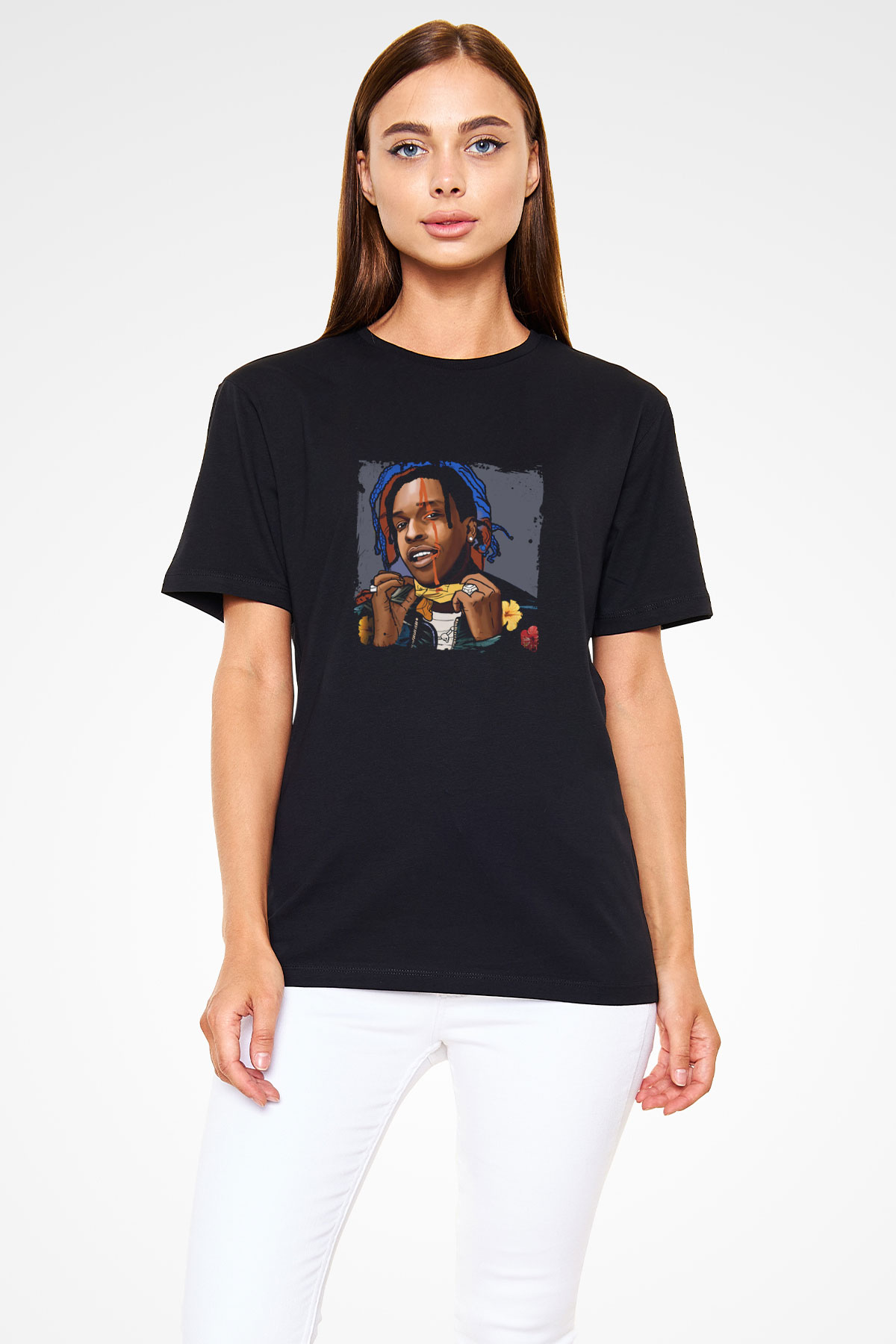 ASAP Mob Baskılı Unisex Siyah Tişört