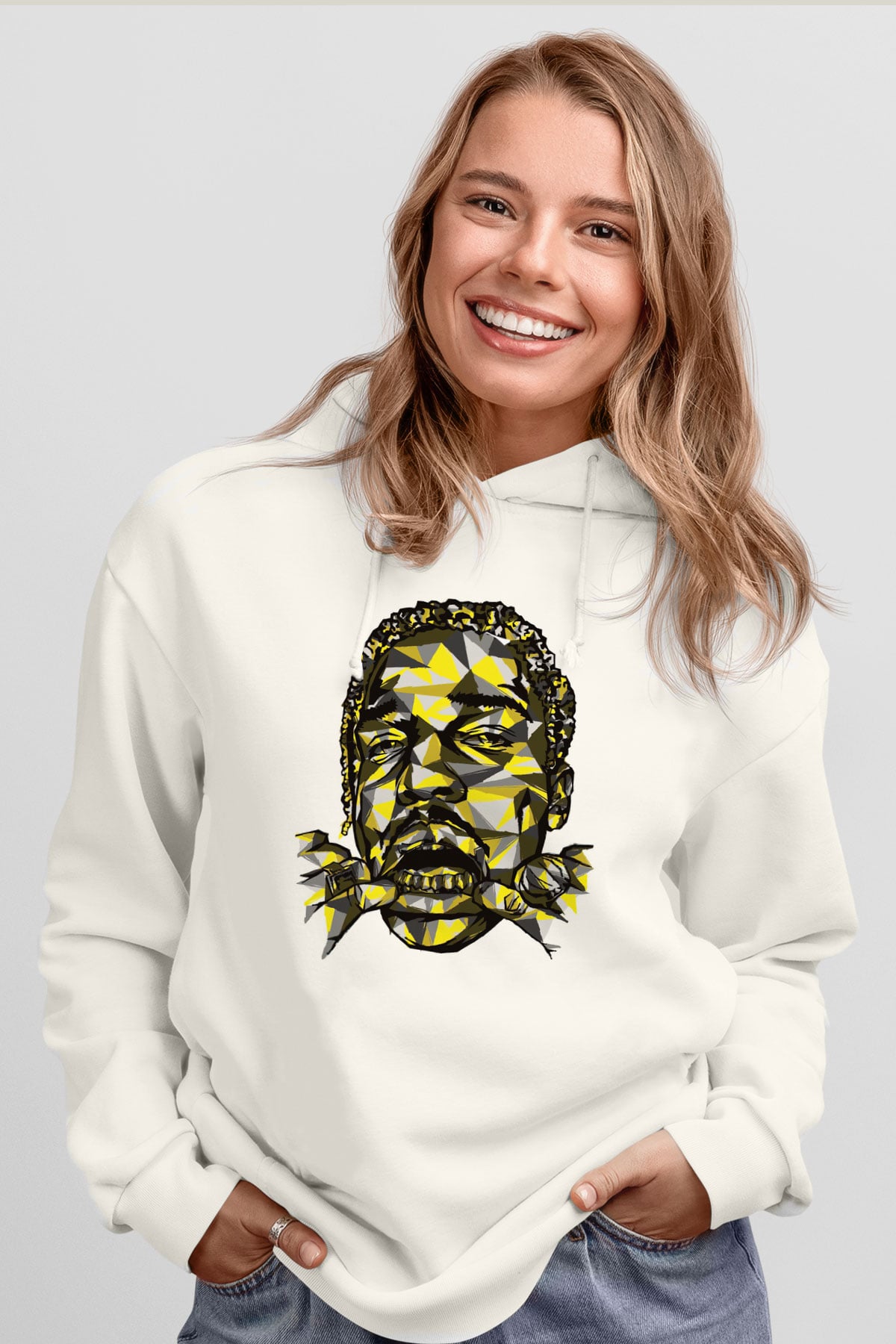 ASAP Mob Beyaz Unisex Kapüşonlu Sweatshirt