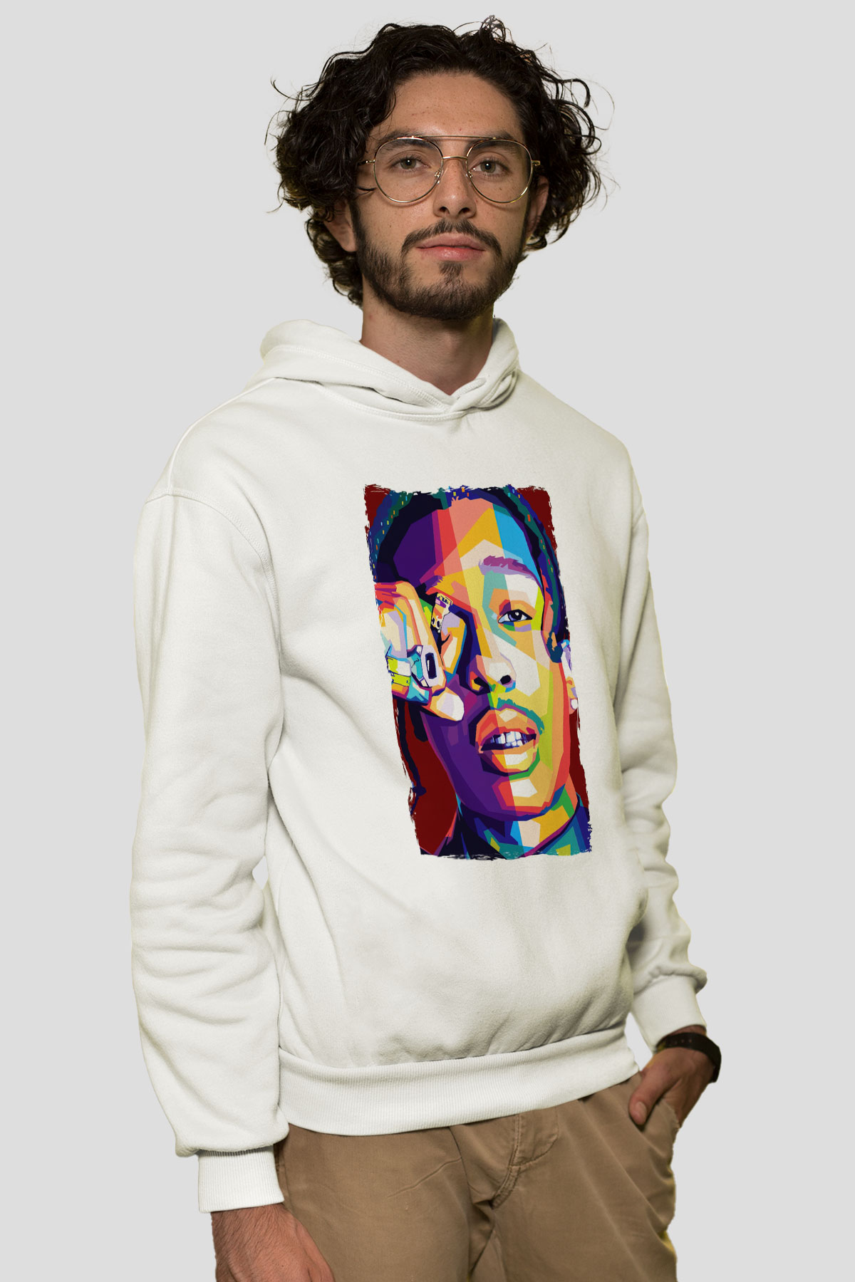 ASAP Mob Beyaz Unisex Kapüşonlu Sweatshirt