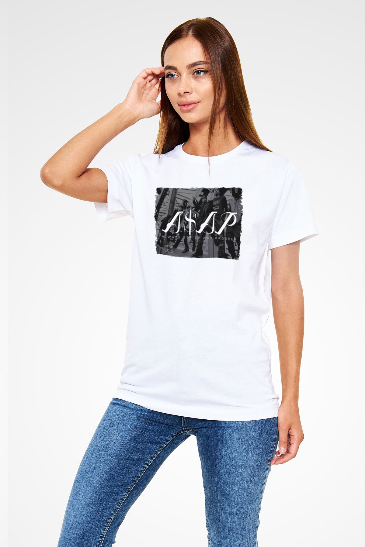ASAP Mob Beyaz Unisex Tişört T-Shirt - TişörtFabrikası