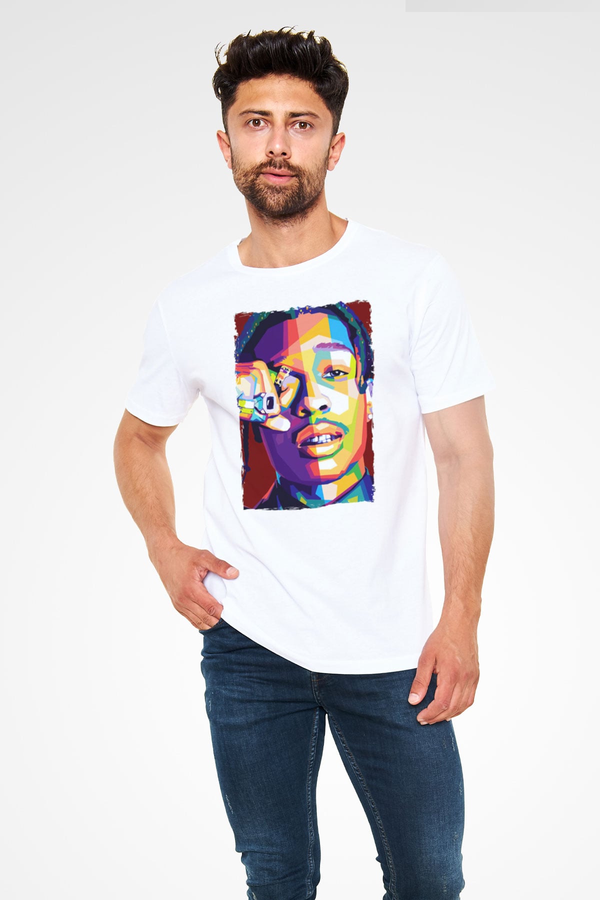 ASAP Mob Beyaz Unisex Tişört T-Shirt - TişörtFabrikası