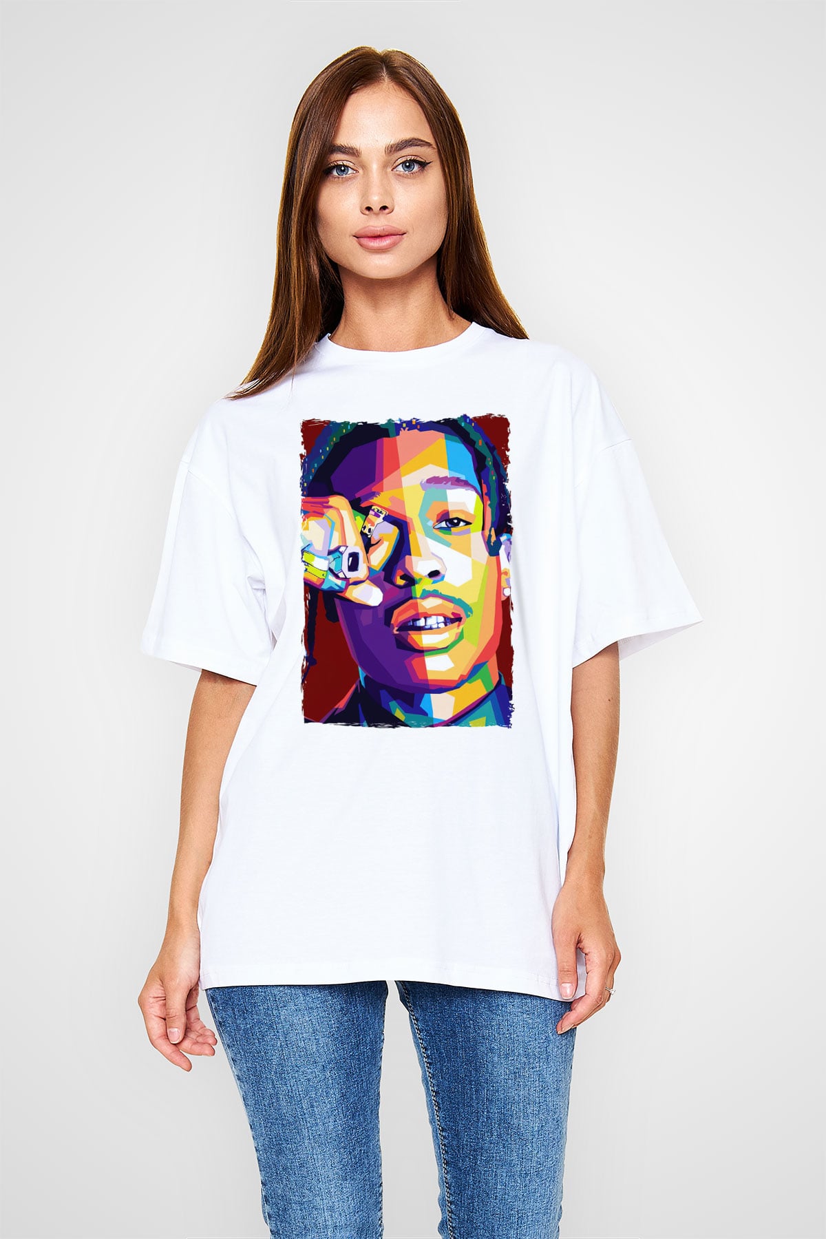 ASAP Mob Beyaz Oversize Tişört Oversize T-shirt - TişörtFabrikası
