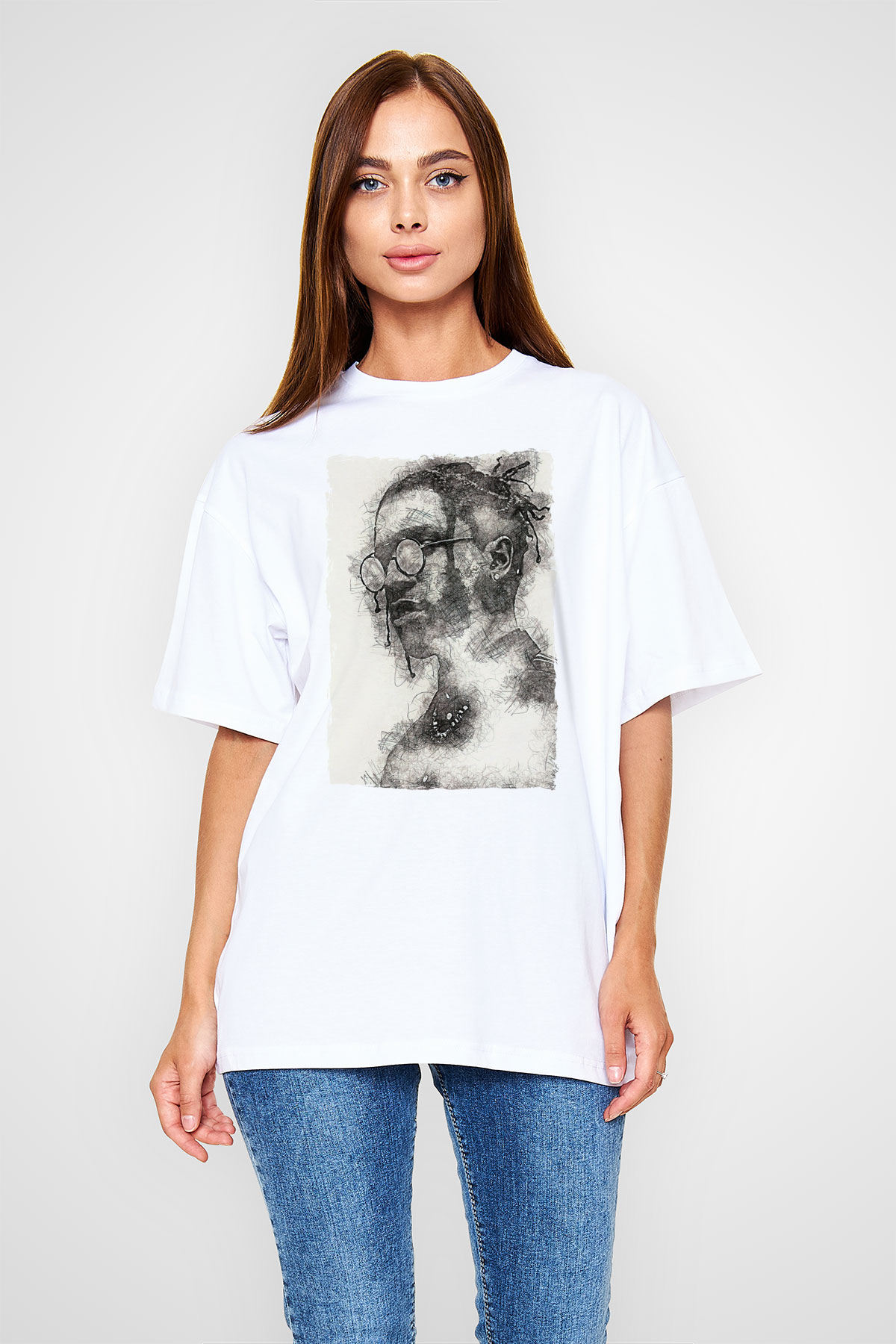 ASAP Mob Beyaz Oversize Tişört Oversize T-shirt - TişörtFabrikası